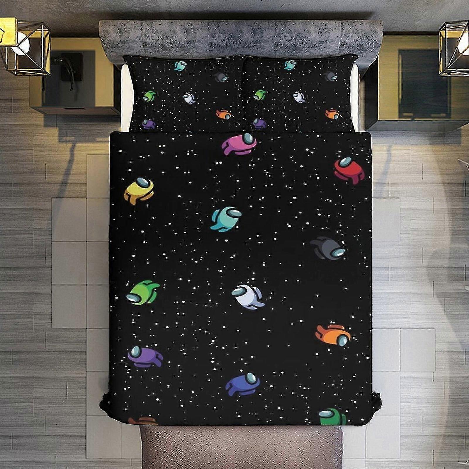 Among Us 3D Space Splatter Bedding Set - Microfiber Comforter for Kids, Teens & Tweens
