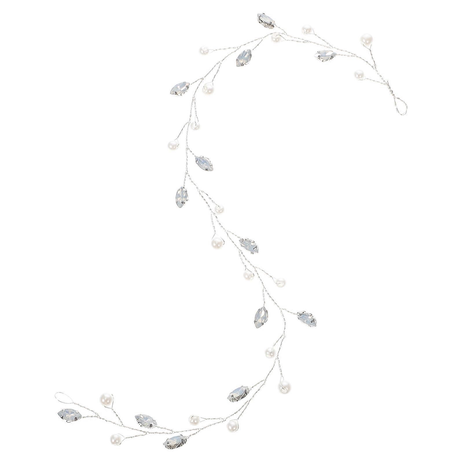 Pearl Crystal Headpiece for Wedding Bride Hair Vine Charming Accessories Silver