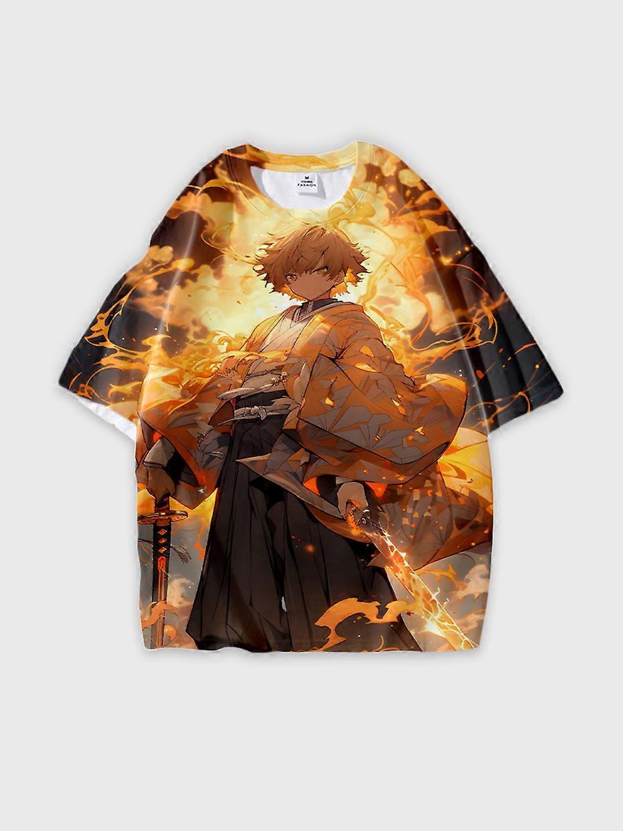 T-shirt round neck Character Pattern loose short sleeve P2977