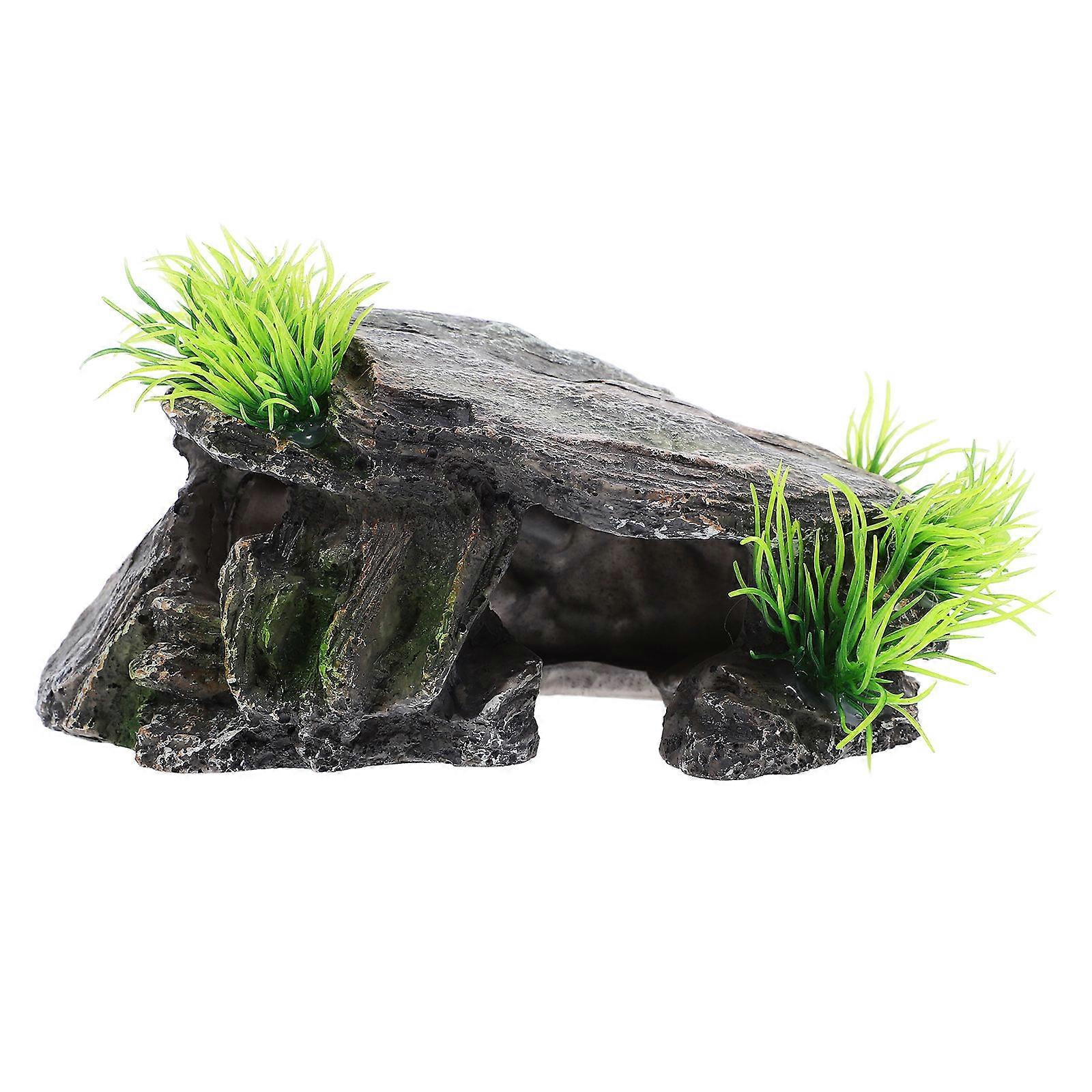 Reptile Cave Basking Platform Durable Hideout for Geckos Turtles Multifunctional Climbing Area Stylish Tank Decoration Easy to Clean