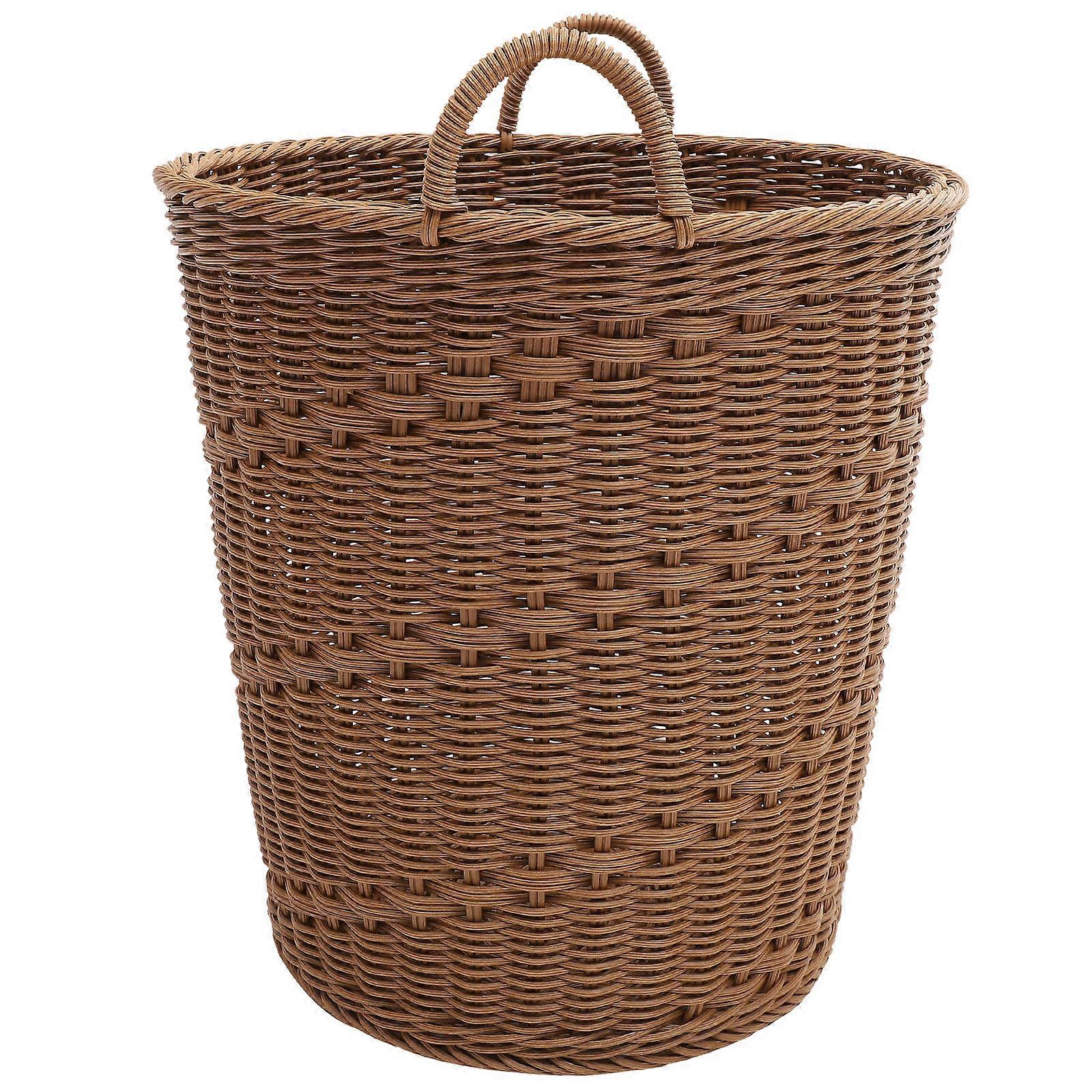 Plastic Rattan Laundry Basket for Home Use Brown Easy to Clean and Maintain 70 Characters