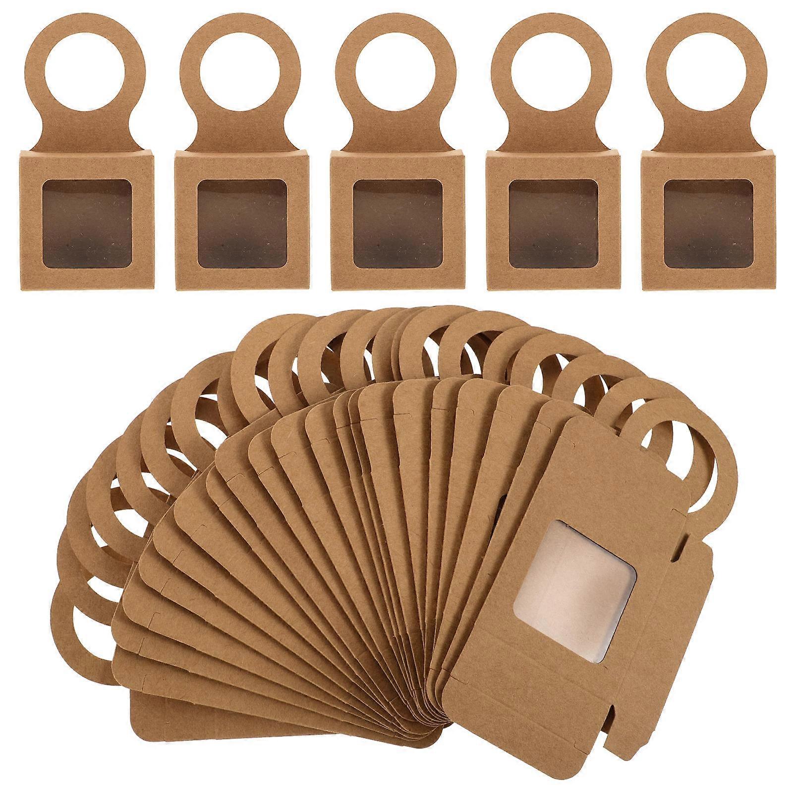 Khaki Box with Window Made of Kraft Paper for Gift Holding Foldable and Reusable 25pcs
