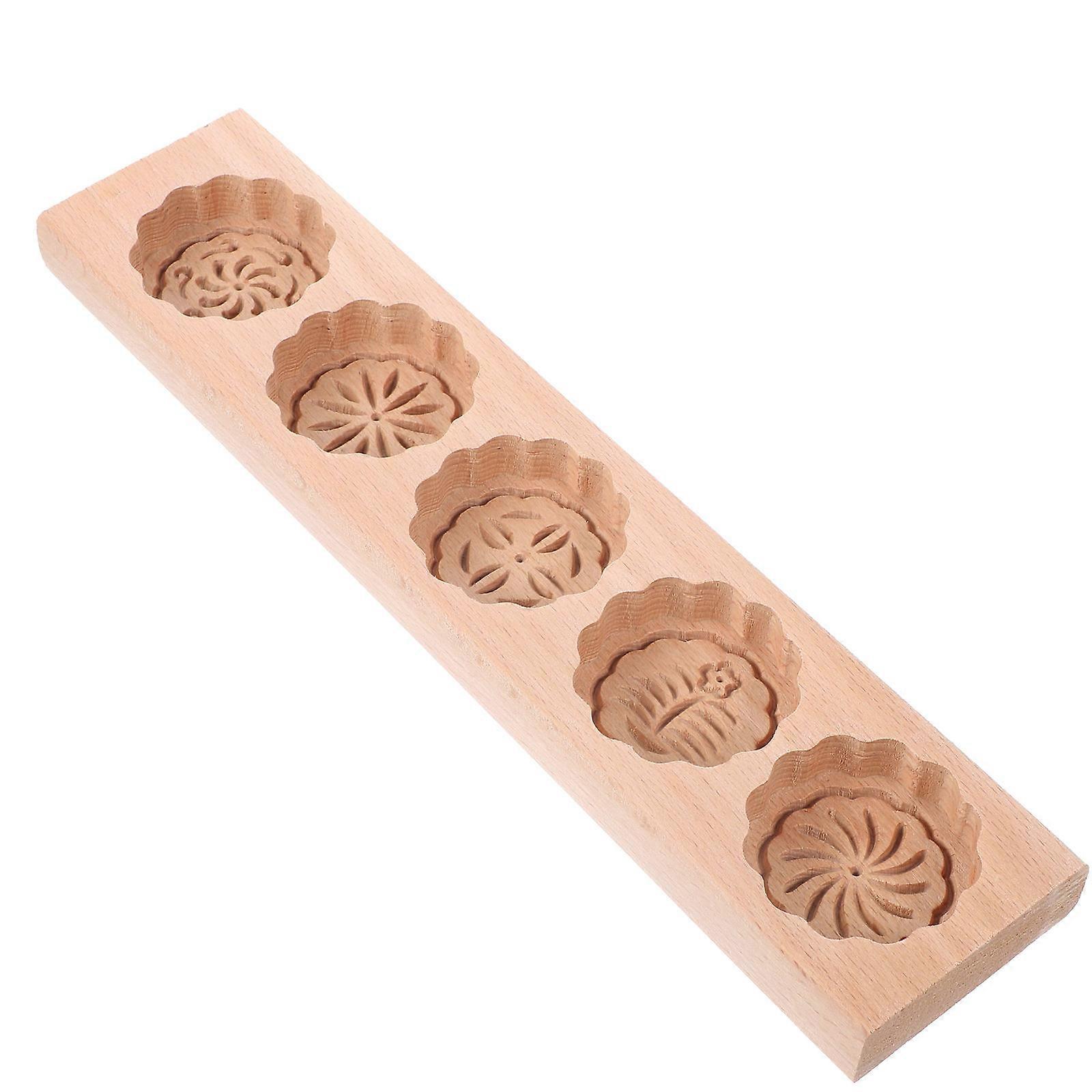Wooden Moon Cake Mold for Home Use Easy to Clean and Use Light Brown 3.5 Inches