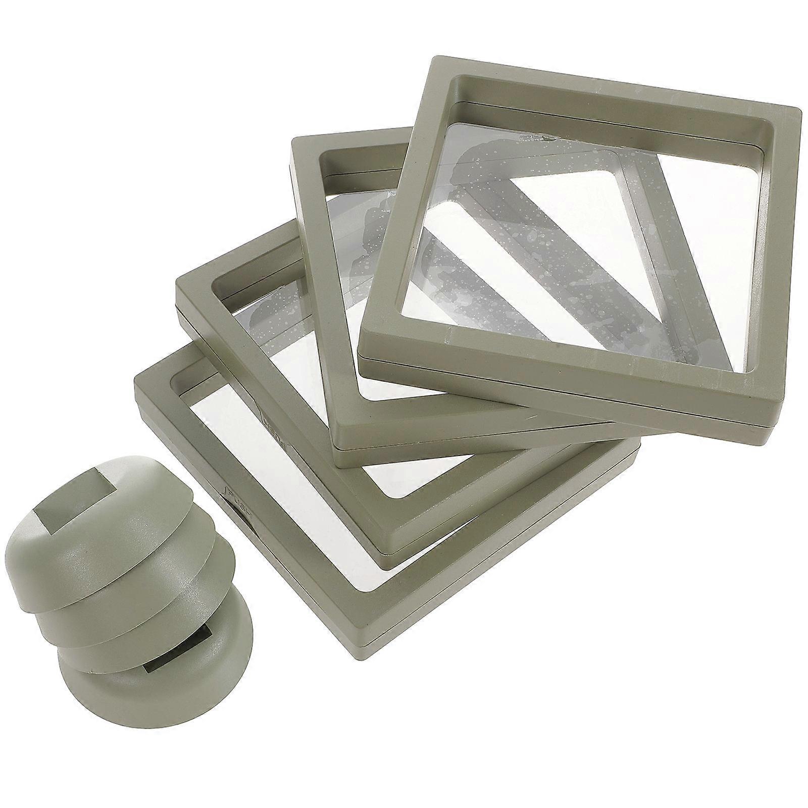 Green Transparent Display Case for Mini Figures with Dust Cover Compact Size 4 Sets