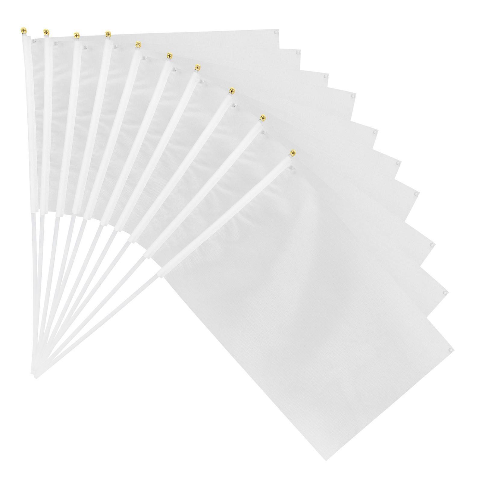 Blank Handheld Flags 20Pcs White Durable Polyester for Festival Use