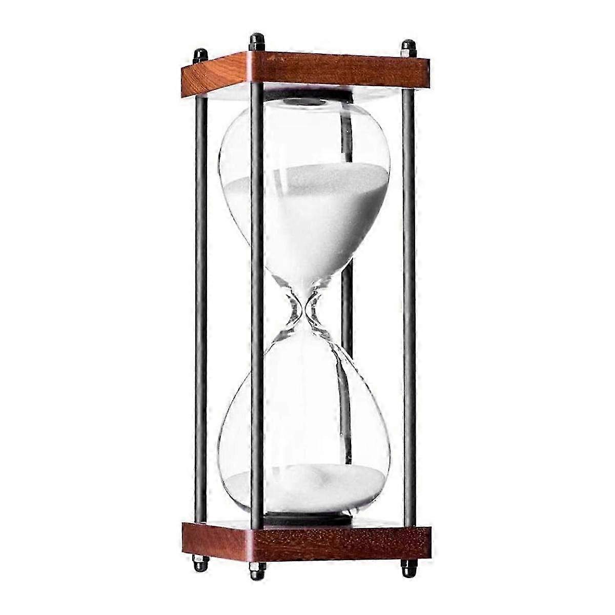装飾的な大きな砂時計タイマー - 家の装飾とタイムリーなエレガンスのための木製ベースを備えた60分のサンドグラス