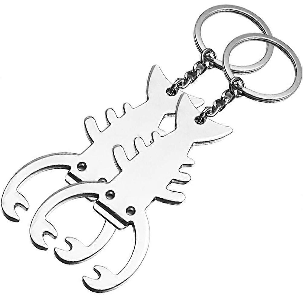 Lobster Bottle Opener Key Chain Silver Metal for Decor with 2pcs 3.5 Inches