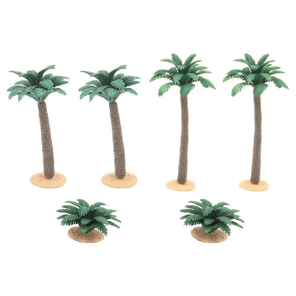 Mini Palm Tree Decor Faux Tree Indoor Diy Crafts Green Plastic Fake Trees and Decorative Tree Adornment for School Projects 6Pcs