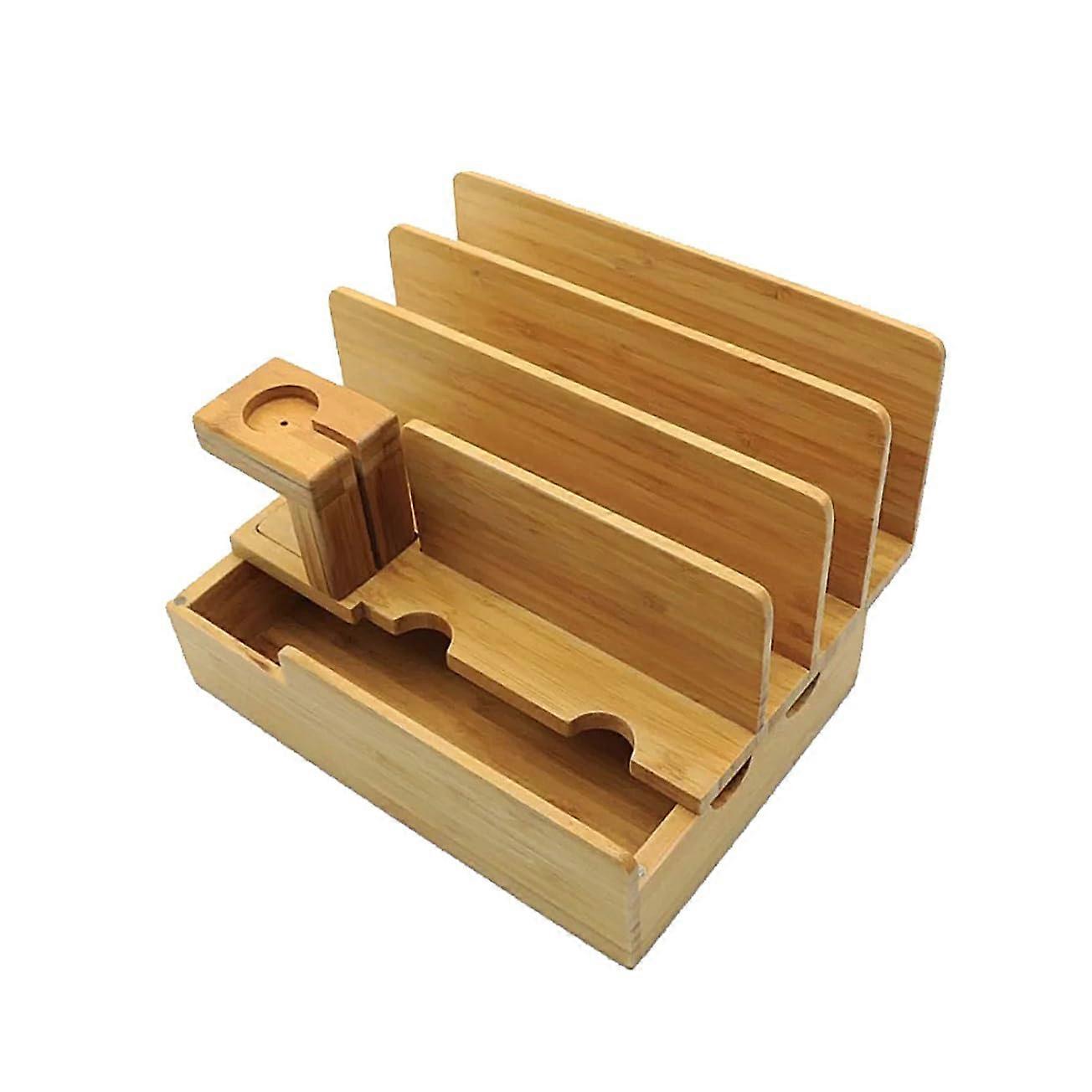 Bamboo Wood Desktop Charger Stand for USB Cables, Elegant and Stable Holder for Office and Home Use