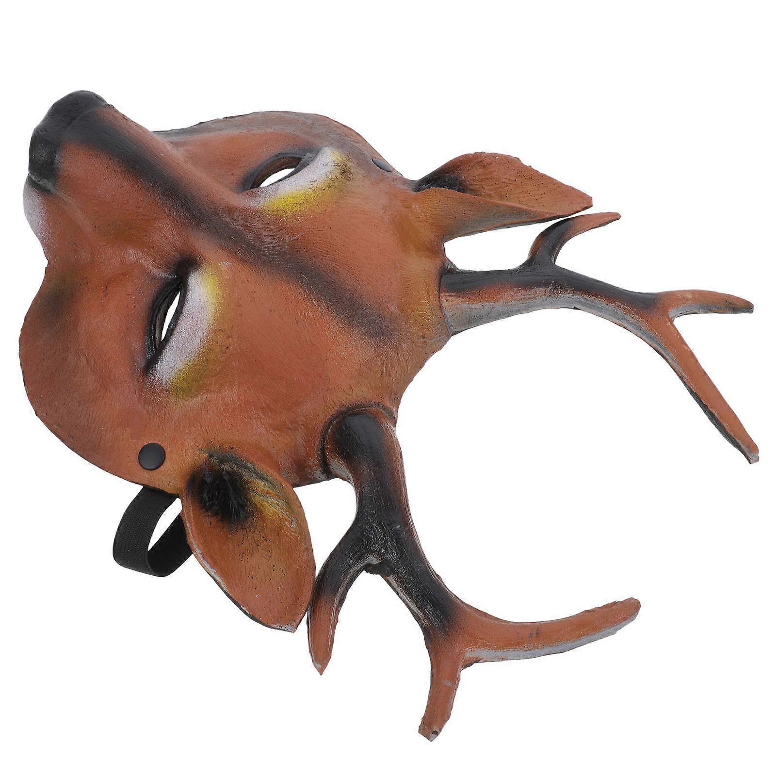 Deer Design Mask for Decor Orange PU Material Lightweight and Reusable 7 inch