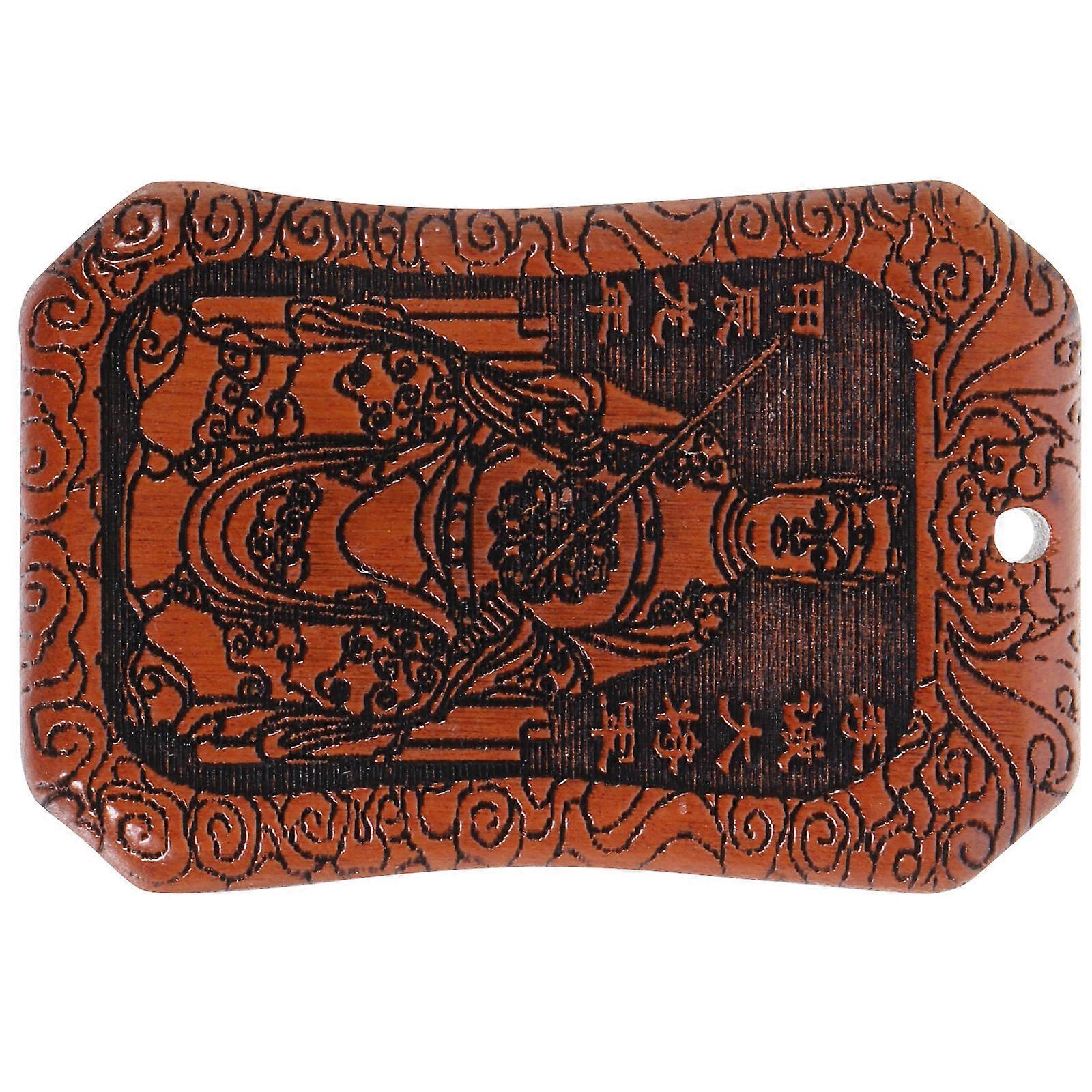 Wooden Tai Sui Pendant Key Chain Gift Spring Festival 4.80X3.20X1.00CM Chocolate 1 Pcs