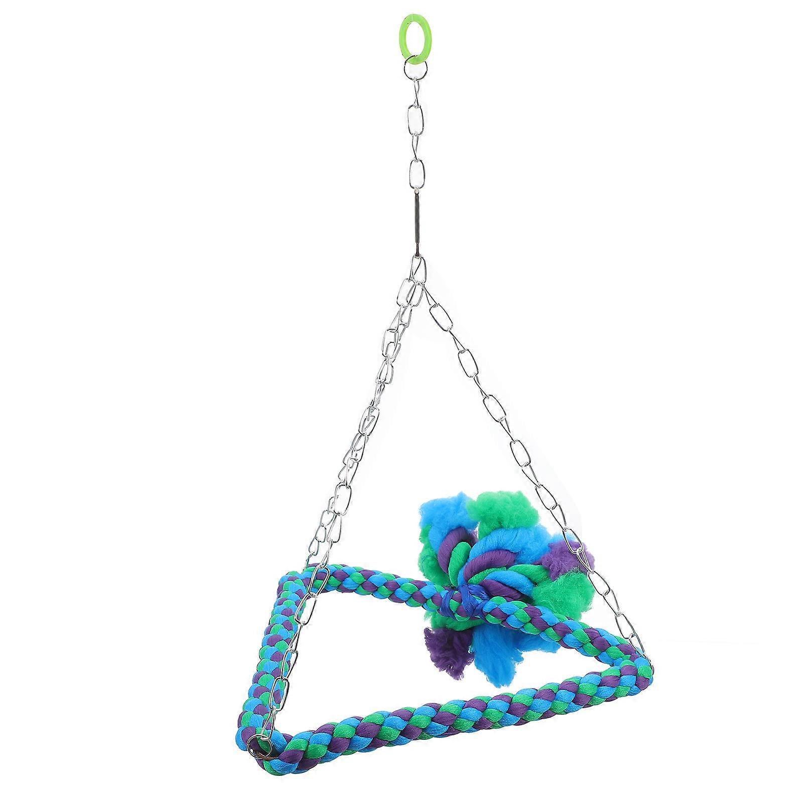 Bird Swing Triangle Chew Toy For Pet Birds Indoor Playtime Hemp Rope 1 Piece