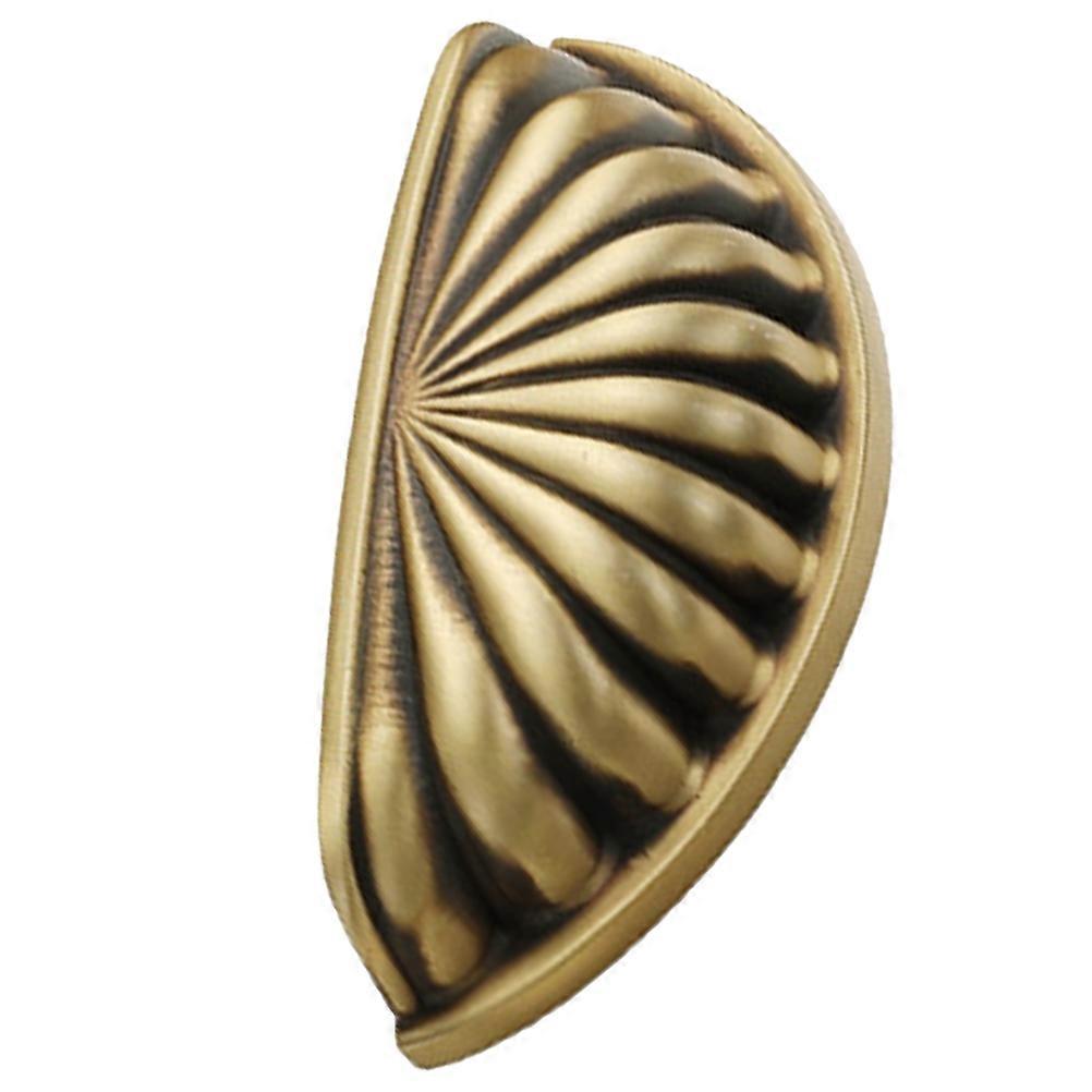 Shell-Shaped Brass Handle Elegant Design For Kitchen And Wardrobe Use Dark Brown Color Easy To Install 1Set