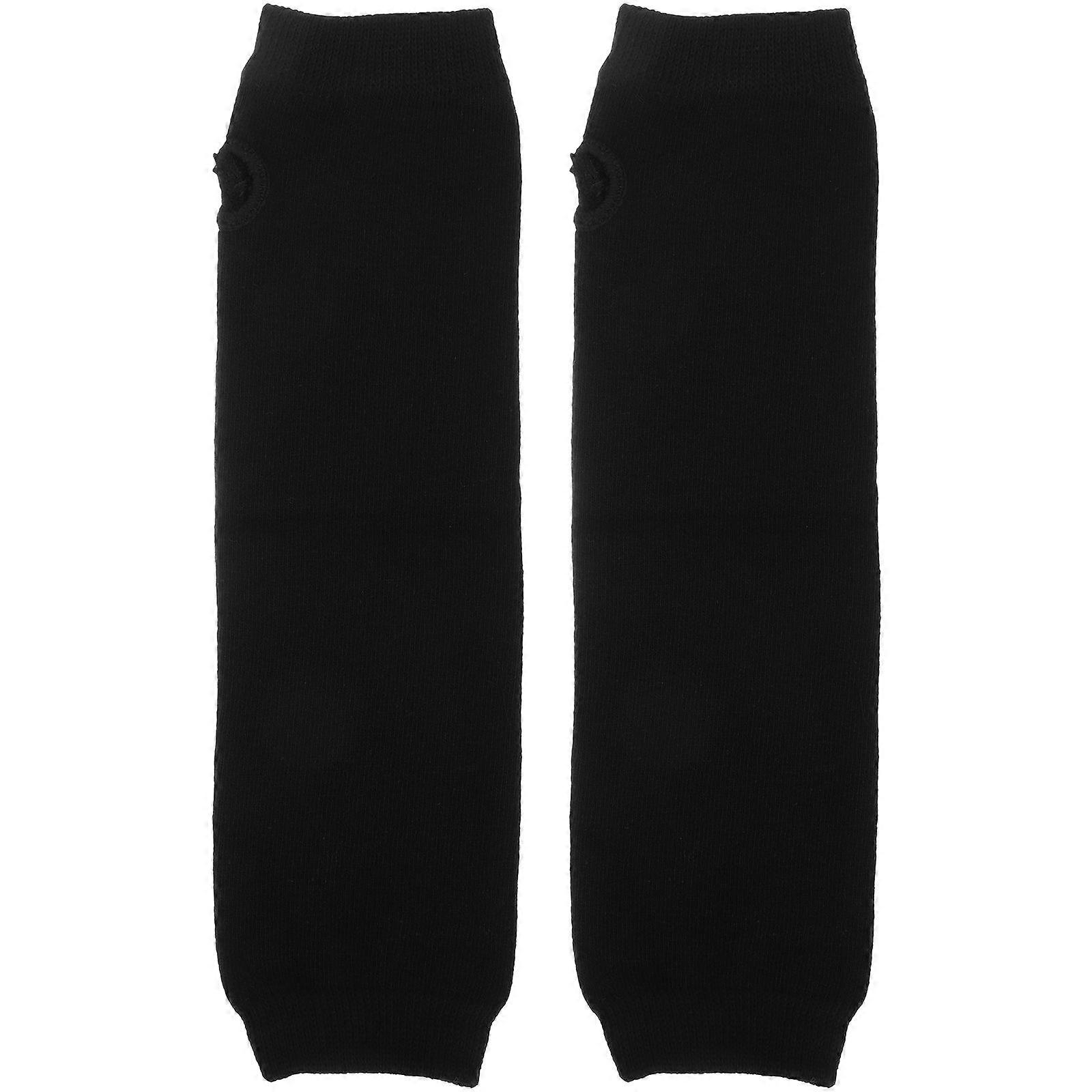 2 Pairs Black Winter Arm Sleeves for Women – Moderate Thickness Cotton Arm Warmers with Thumb Holes for Elbow & Wrist Protection – Breathable,