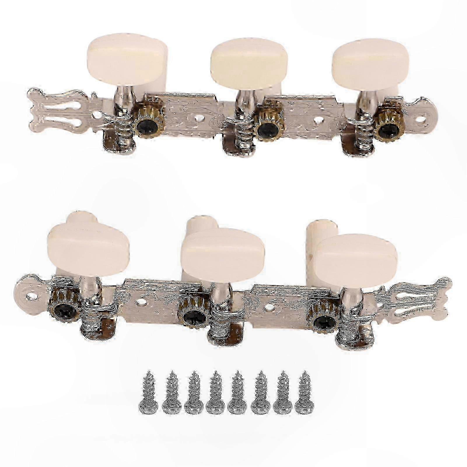 2-Pack Classical Guitar Tuning Pegs with Round White Keys for String Adjustment and Precision Tuning