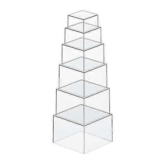 6Pcs Buffet Risers Food Display Risers Multipurpose Stackable Display Stand Cube Box Nesting Riser with Hollow Bottoms