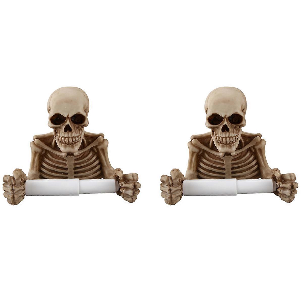 2X Skull Toilet Paper Holder Wall Mounted Toilet Paper Storage Box Bathroom Storage Box