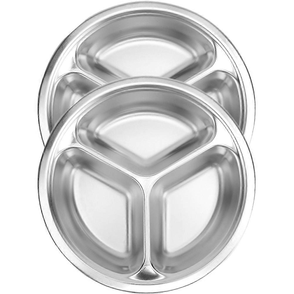 2 Stück Edelstahl Geteiltes Mittagstablett Cafeteria Teller Buffet Servierplatte