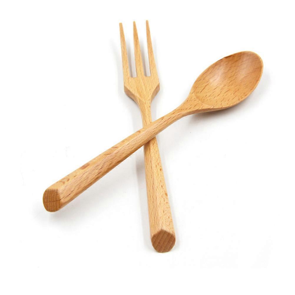 Beech Wood Spoon for Food Serving AntiRust Light Brown Triangle Handle Practical Dining utensil 7.8 inches
