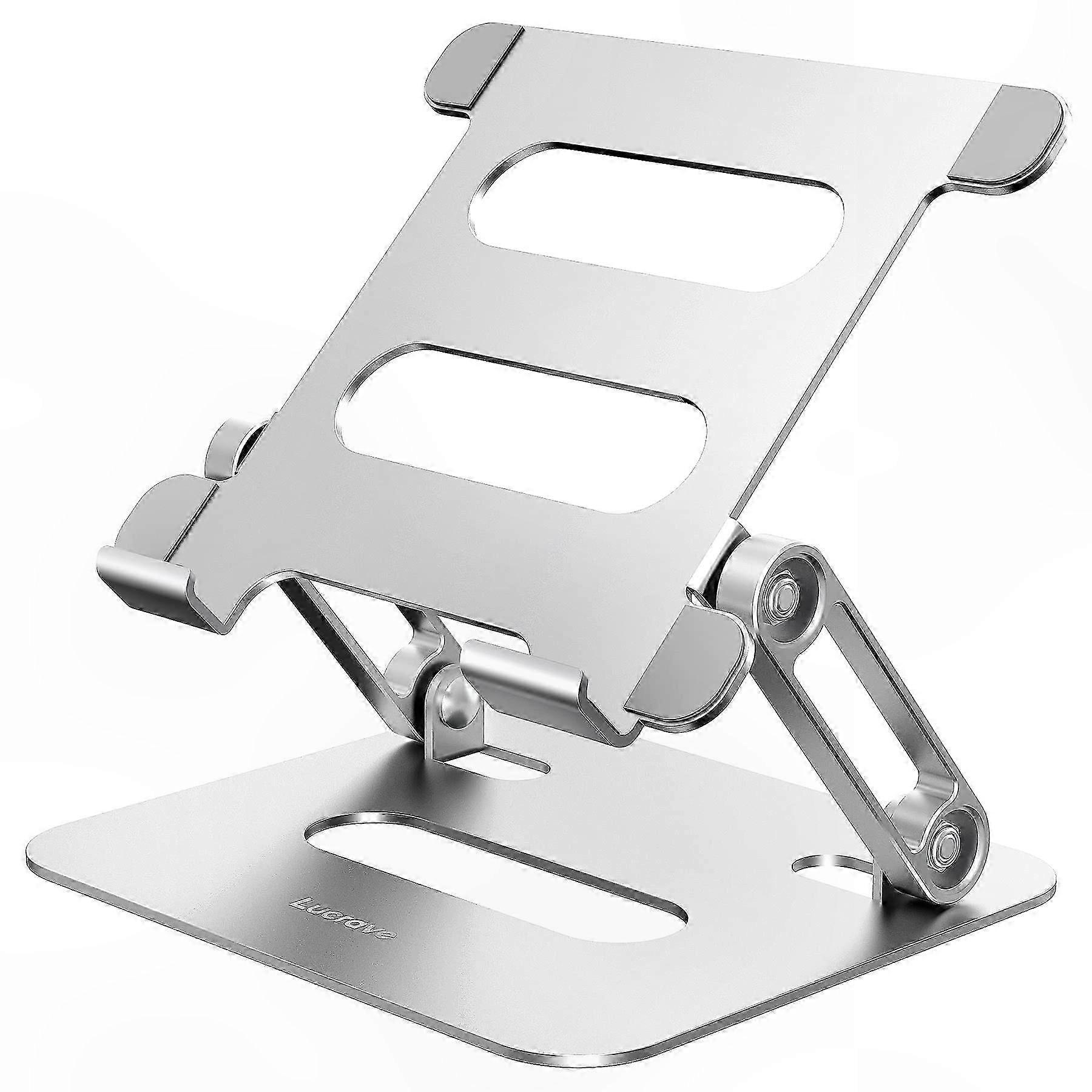 Adjustable Aluminum Tablet Stand for Desk, Foldable E-Reader Holder, Silver