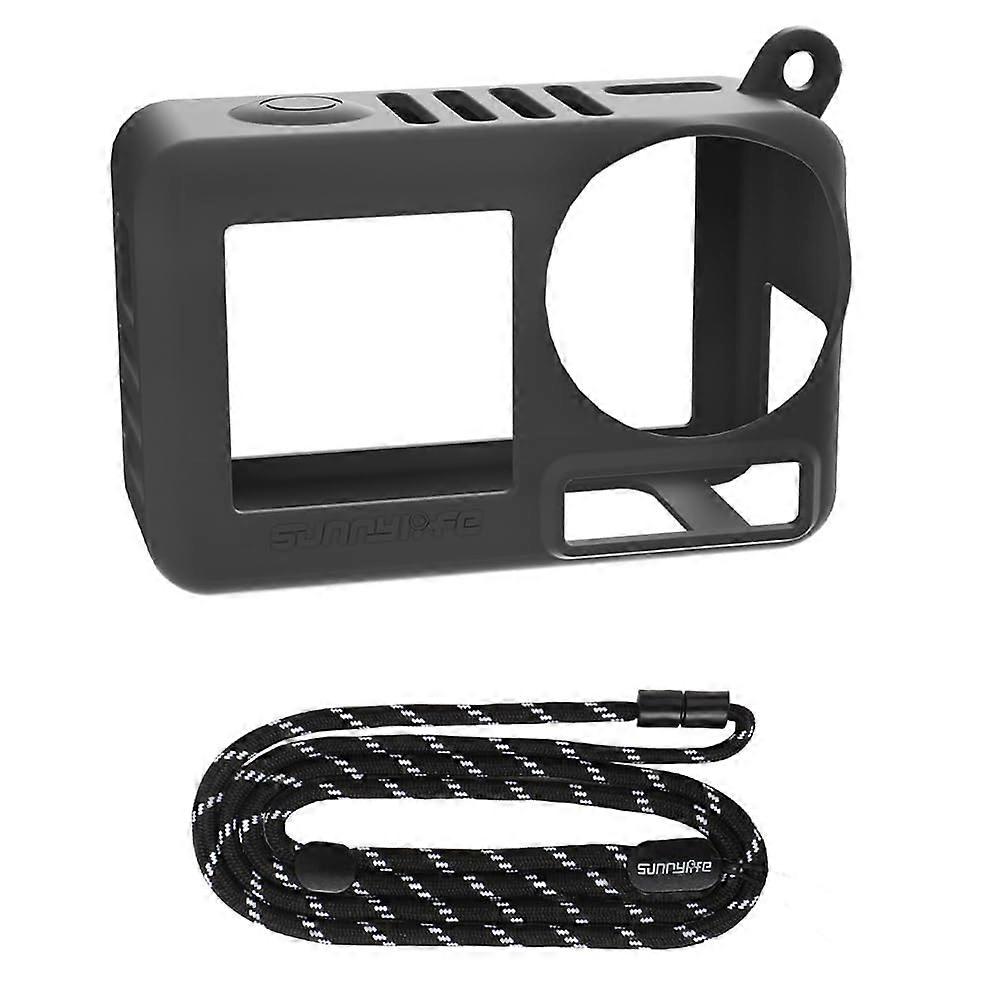 Silicone Protective Case With Lanyard For Osmo Action 5 Pro, Shockproof Sport Camera Case, Scratch-Resistant Camera Cover, Black