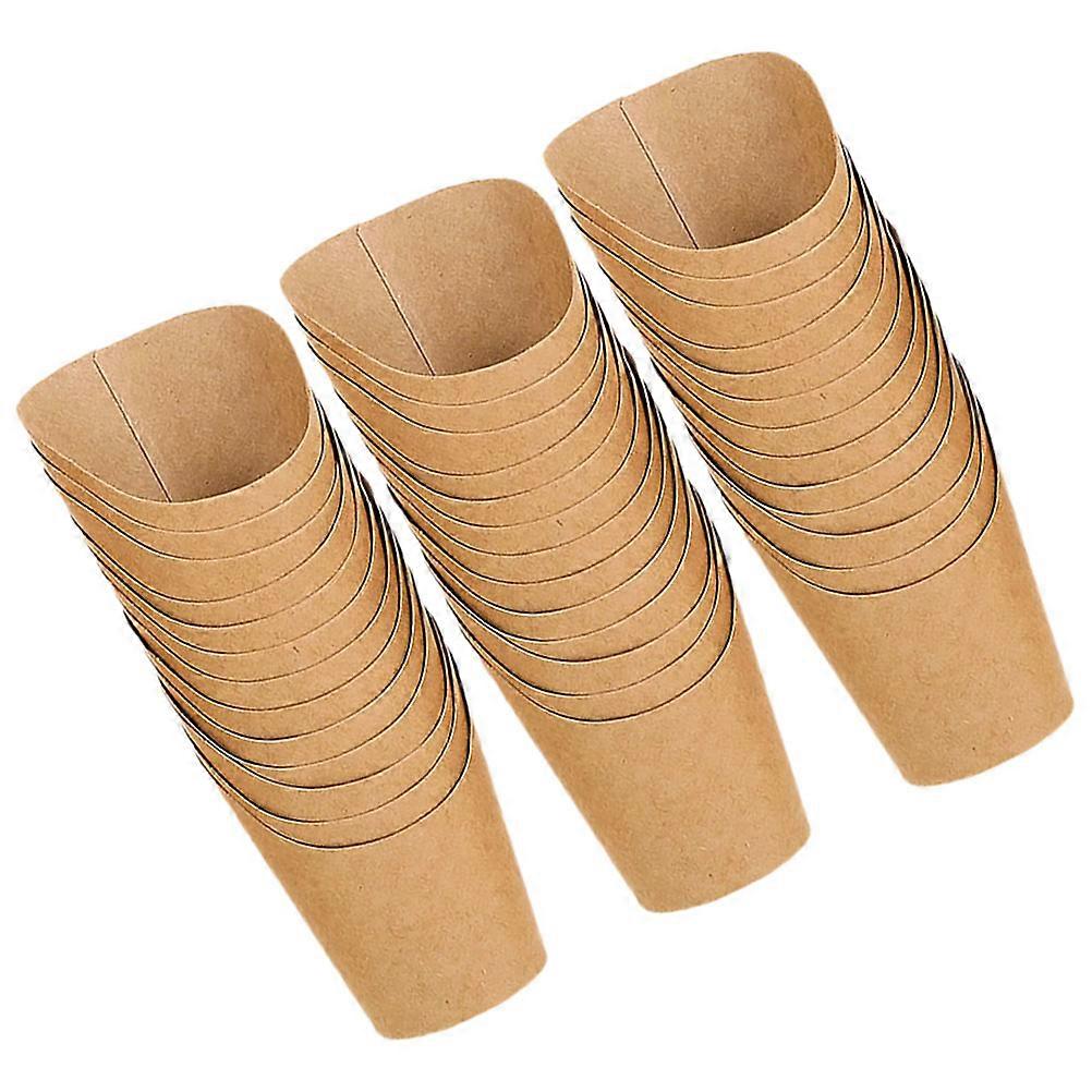 Khaki Paper French Fry Cones 12oz Grease Resistant Fast for Takeout and Parties