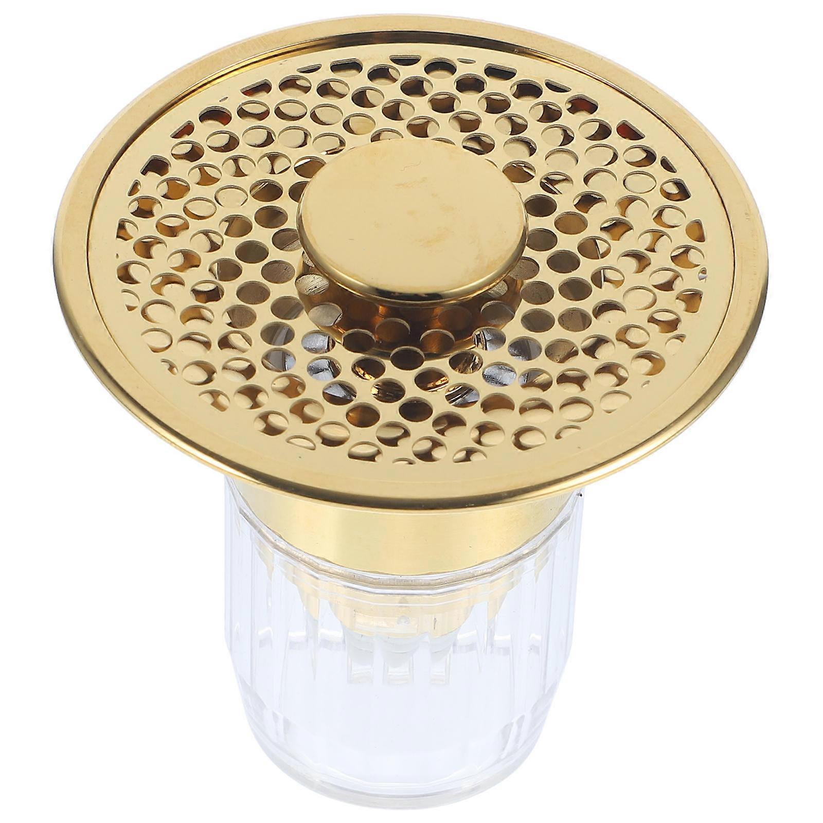 Square Bathtub Drain Plug For Bathroom Sink 6X6X6Cm Golden Multiple Layers Silicone Sealing 1Pack