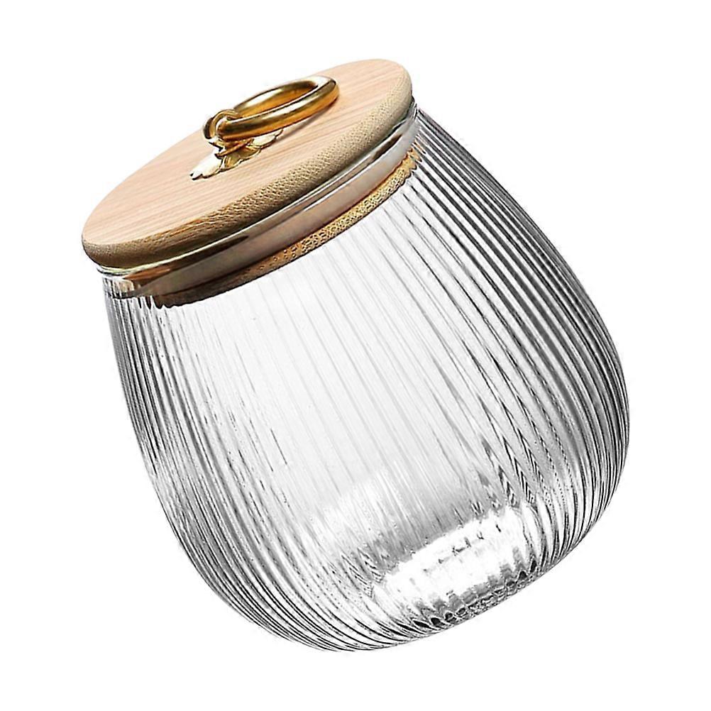 1Pc Transparent Glass Storage Jar Ideal For Kitchen Use Sealed Round Belly Keeps Moisture-proof Quality