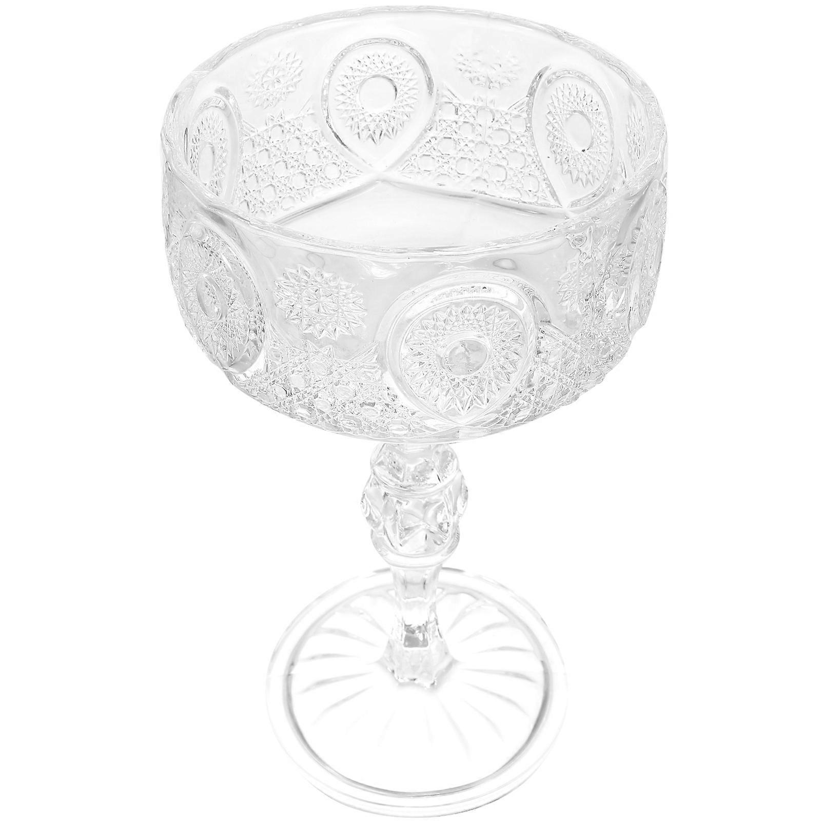 Transparent Dessert Beverage Cup with Relief Patterns for Ice Cream Serving Compact and Three-Dimensional 1Pcs