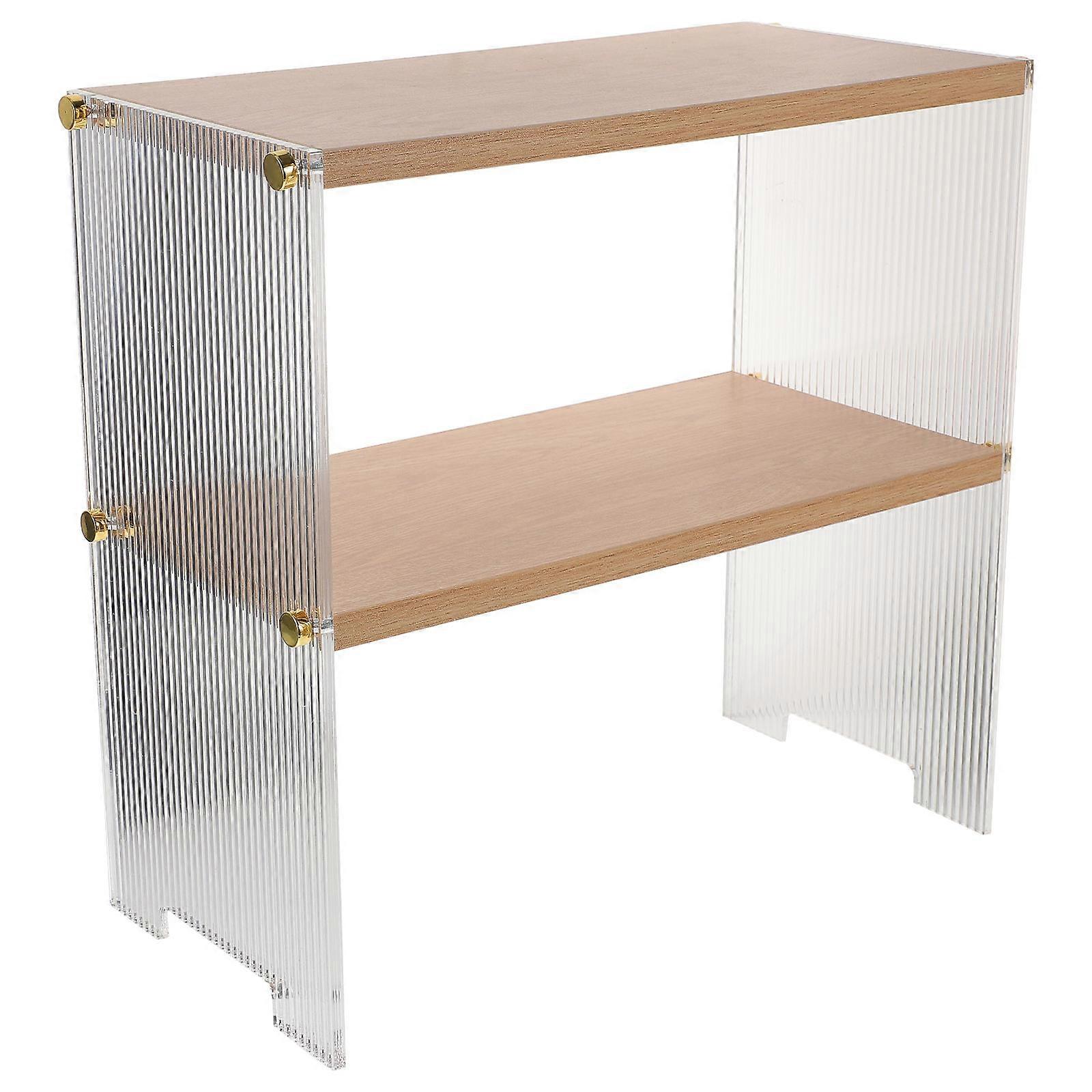 Wooden Acrylic Display Shelf Kitchen Counter Shelf Spice Rack Organizer For Kitchen Counter Multi Storage 1Set