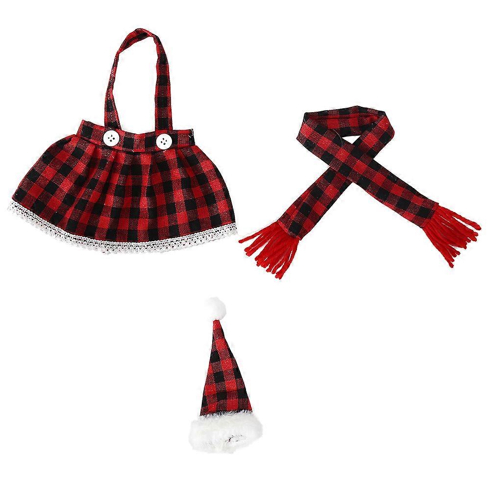 Christmas Themed Plaid Bottle Dress Suit Suitable For Wine Bottles With Assorted Color 1 Set