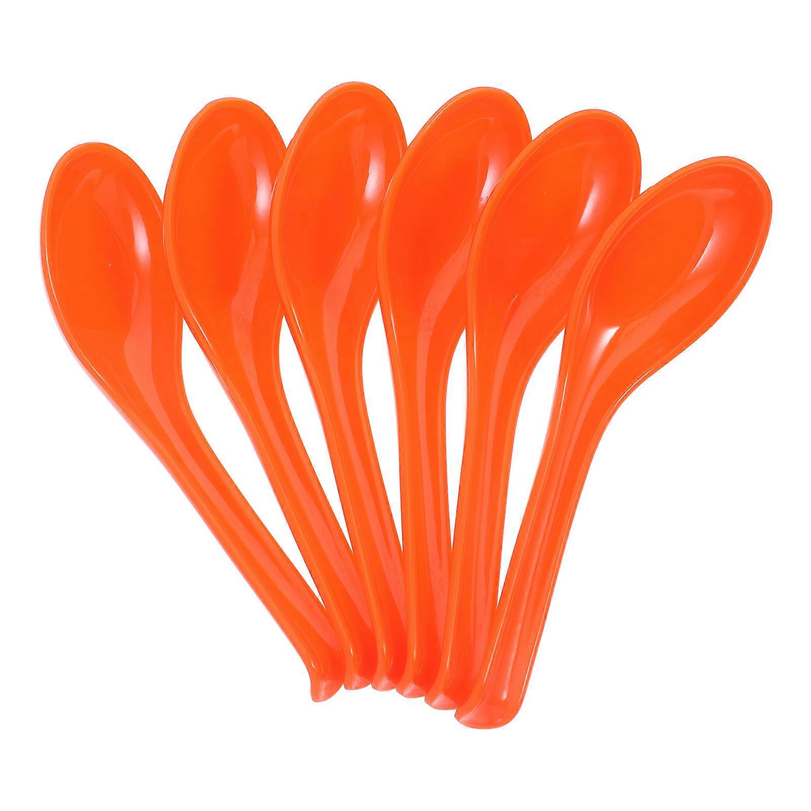 Orange Plastic Soup Ladle with Comfortable Handle for Kitchen Use 6 Pieces