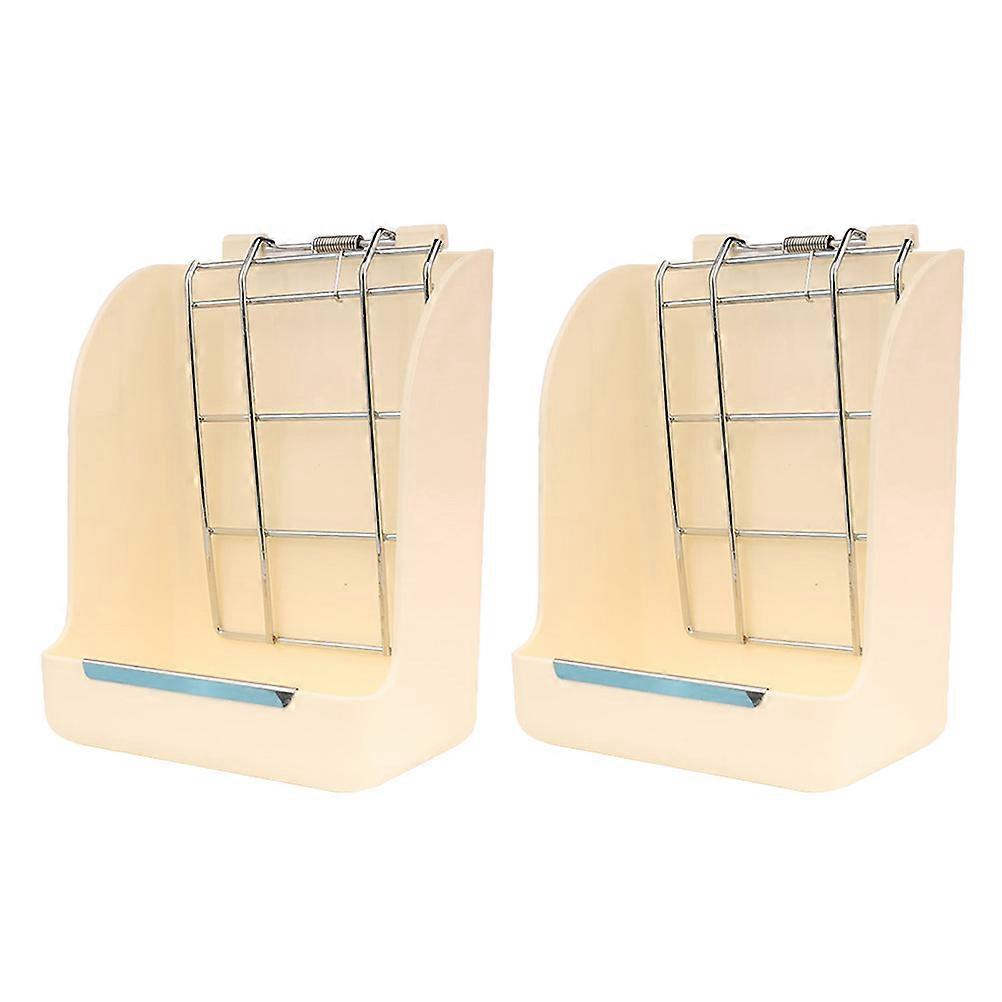 Cage Rabbit Hay Feeding Rack Feeder for Small Pets 2Pcs White