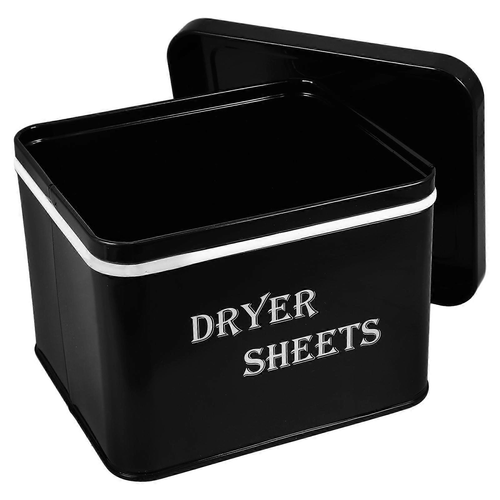 Farmhouse Dryer Sheet Holder with Lid Black Galvanized Iron Laundry Room Organizer for Easy Access