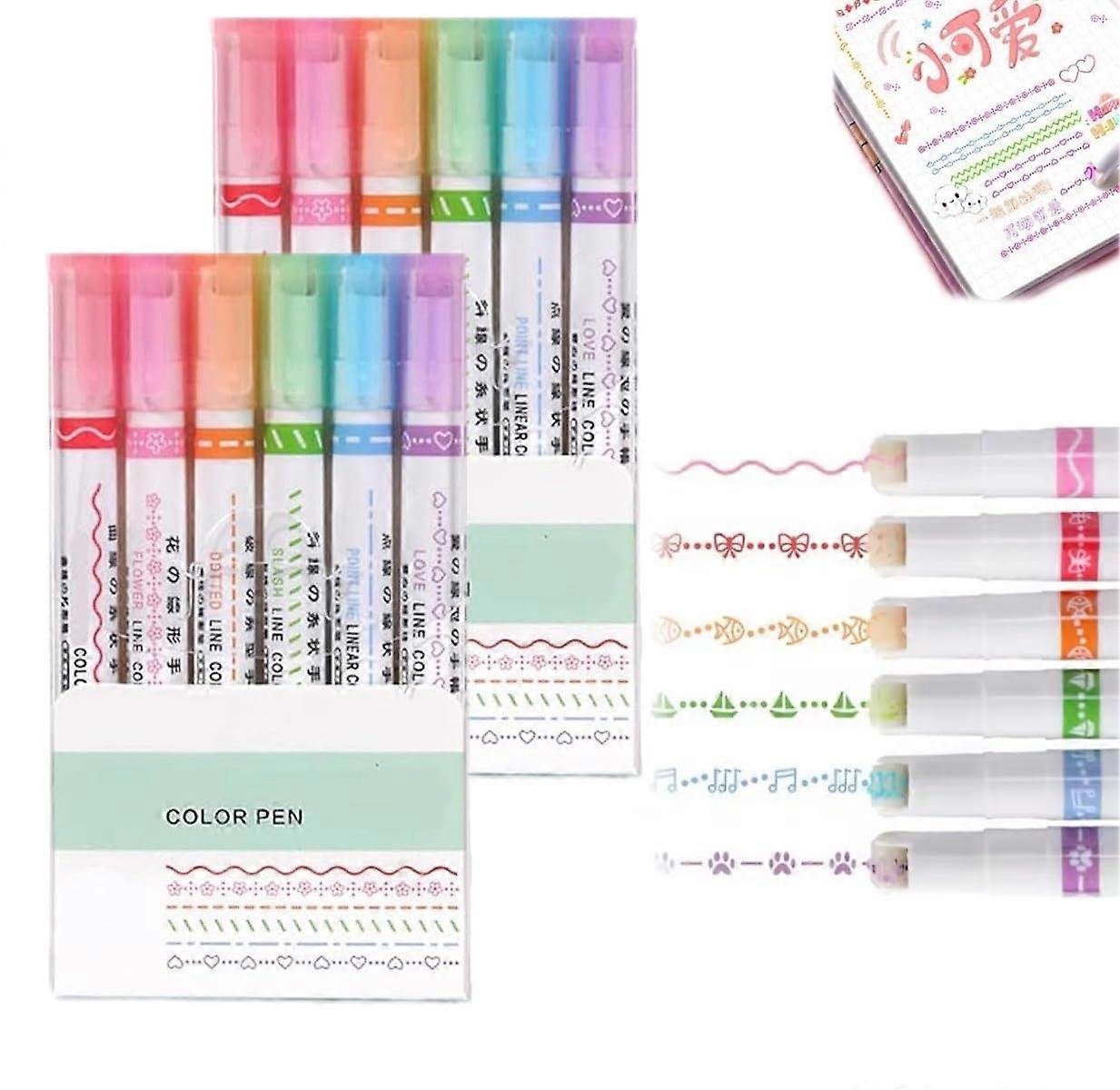 Magic Border Pen Curve Highlighter Set Multicoloured Border Design Pens For Journal Planner Scrapbook Art 2 Boxes