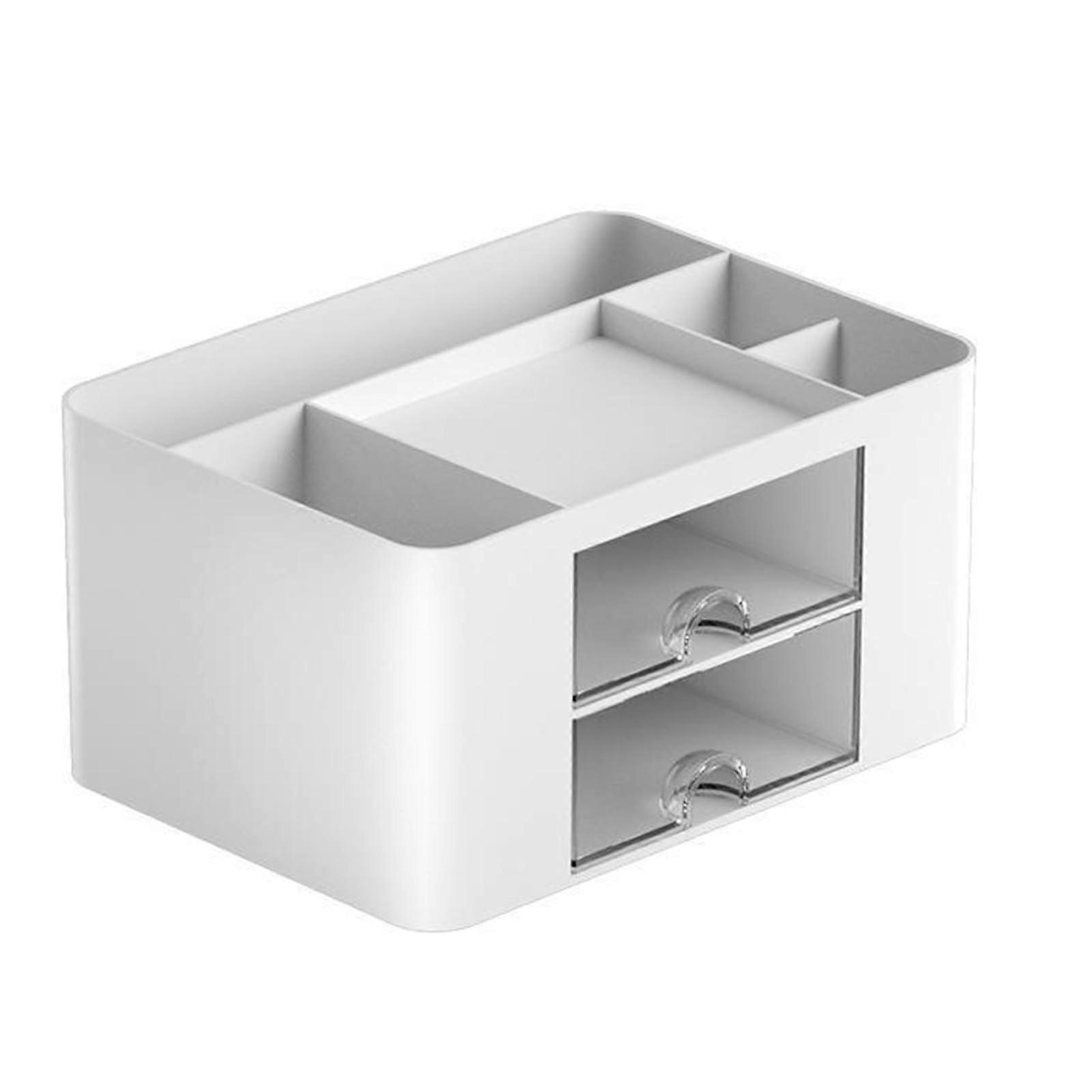 Desktop Organizer Large Capacity With 2 Drawers 5 Compartments Pencil Storage Box For Office School Supplies And Notebook Stand