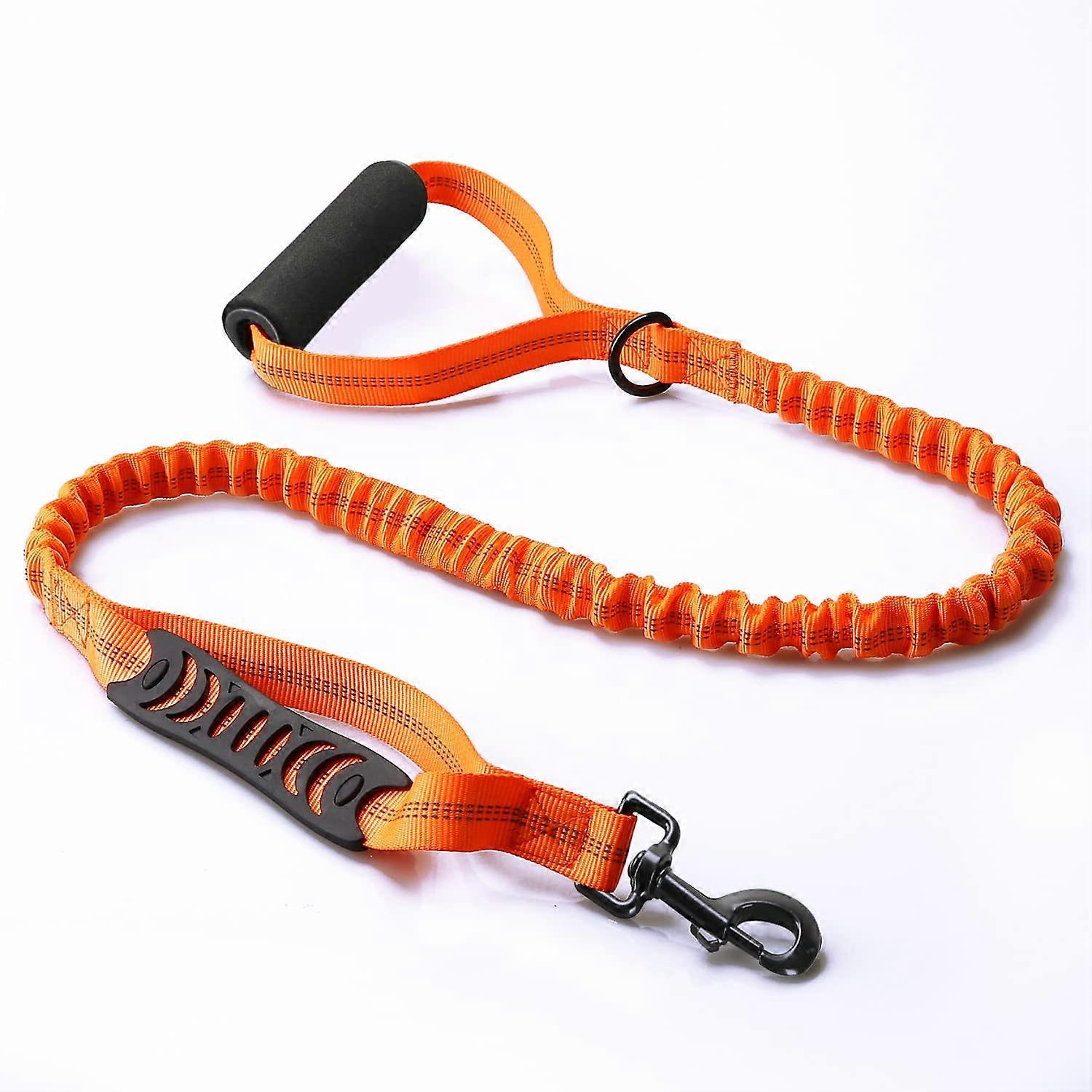 Tactical Dog Training Leash With Bungee, Nylon Construction, 2 Control Handles, Reflective Stitching, Orange