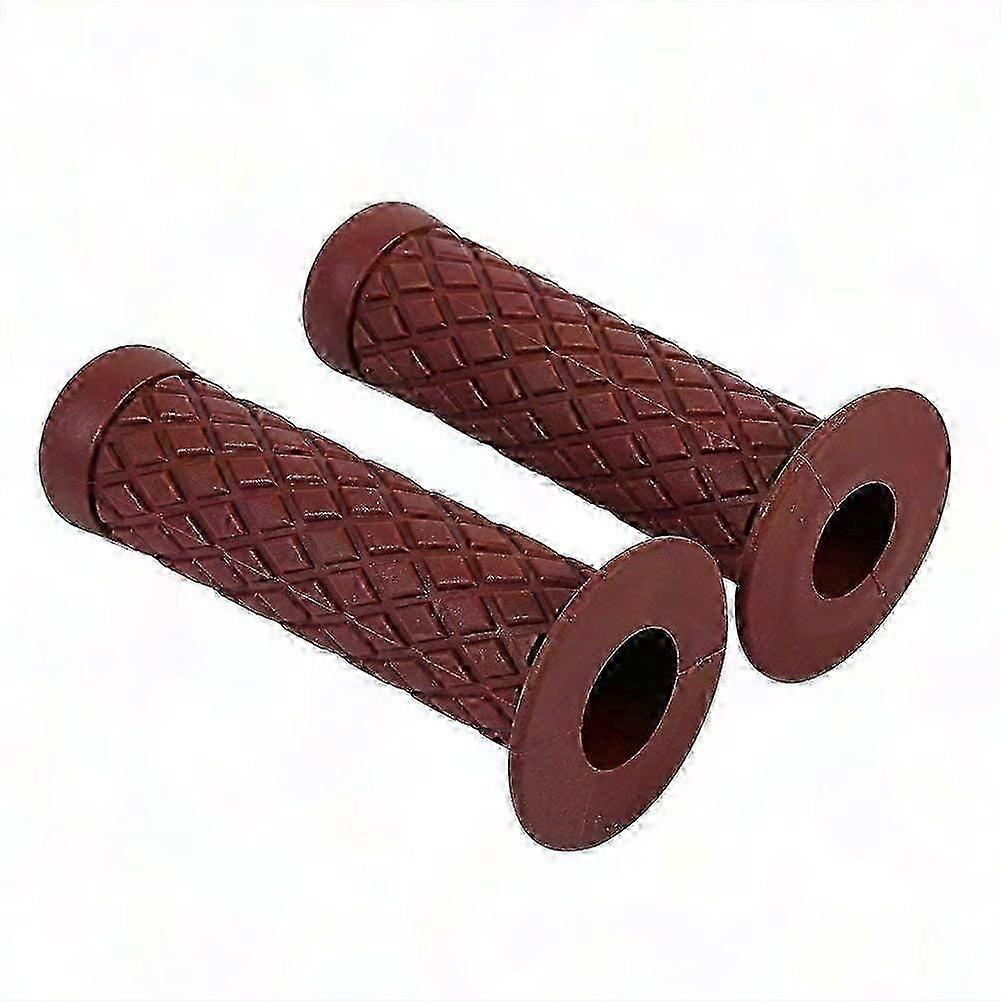 Motorcycle Soft Rubber Handlebar Grips - Brown (1 Pair)