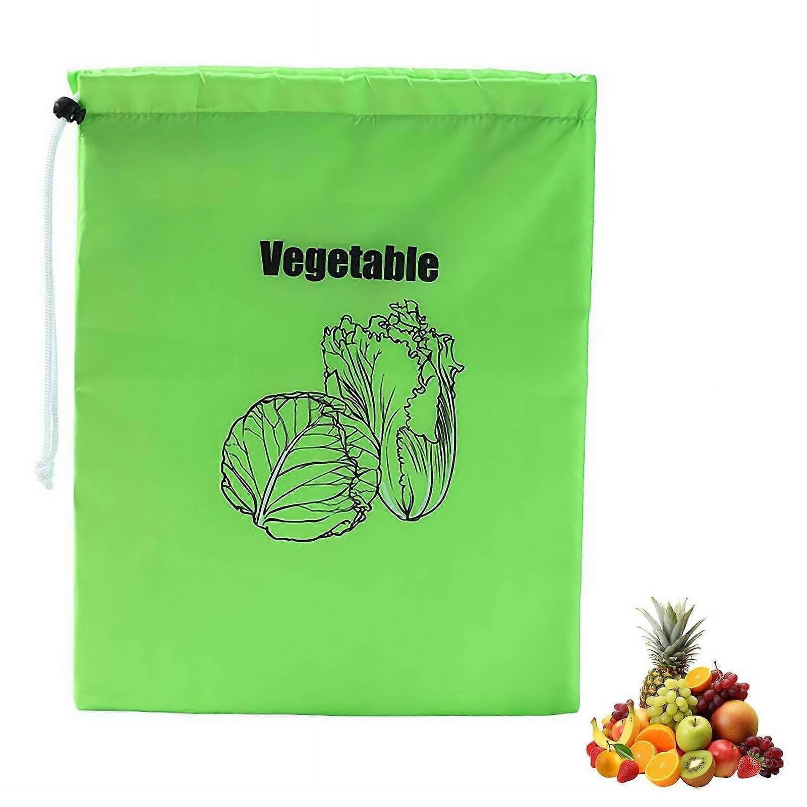 Reusable salad bags with drawstring and film lining, keep fresh longer, freezer, refrigerator.