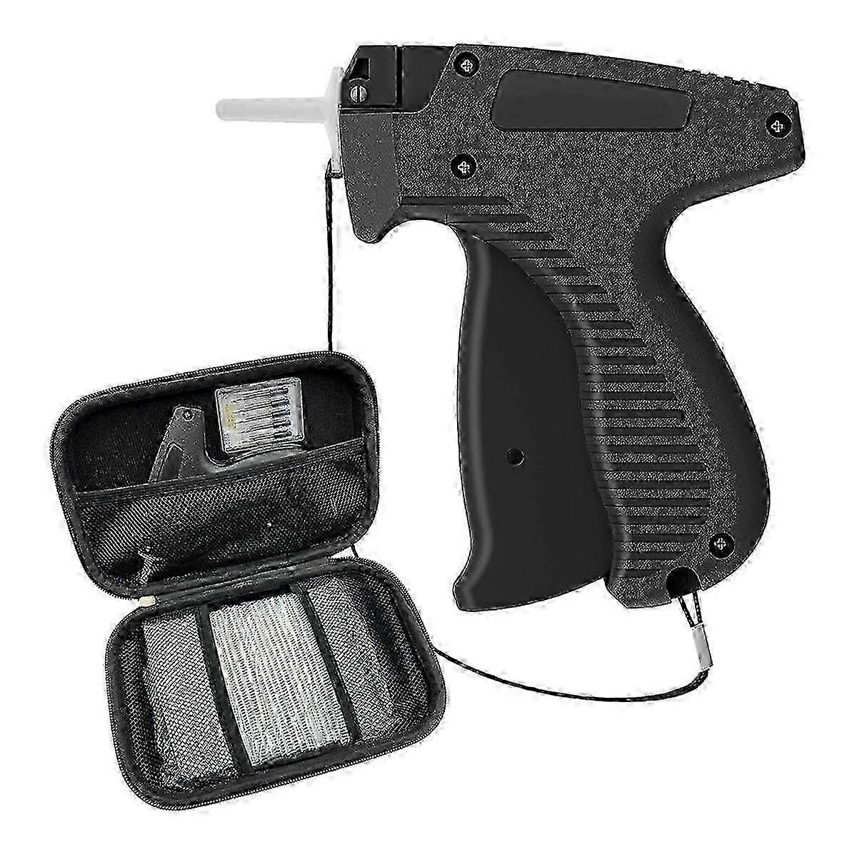 A tagging gun for clothing with a case, 6 needles, and 1550 pieces of 1-inch barb fasteners for a clothes labeler.