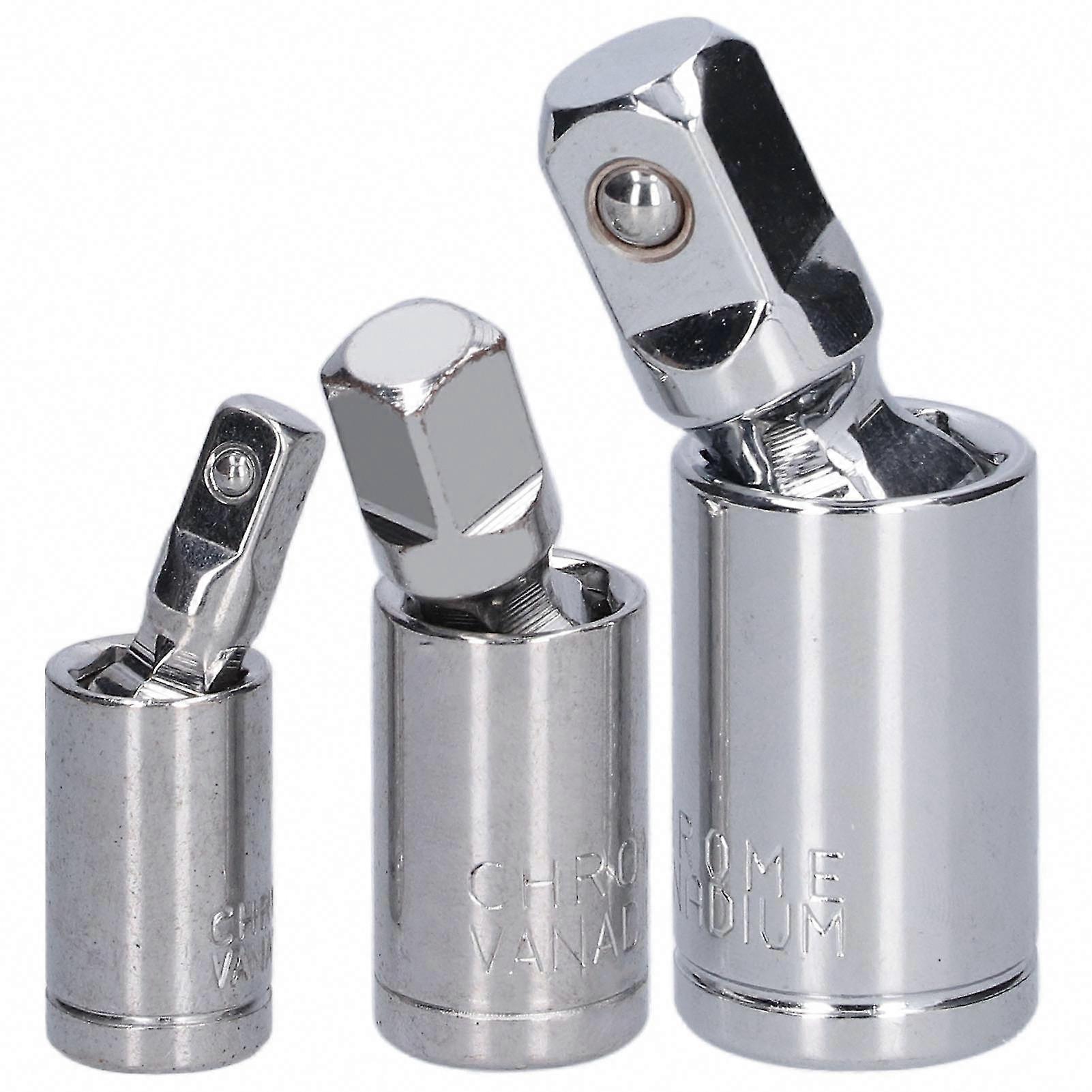 3pcs Universal Joint Socket Adapter Set 1/2 3/8 1/4 Chrome Vanadium Steel for Ratchet Wrench