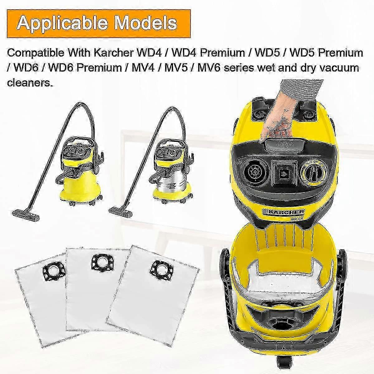 Dust bags for Karcher WD6 MV4 MV5 - 12 Pack Vacuum Cleaner Parts