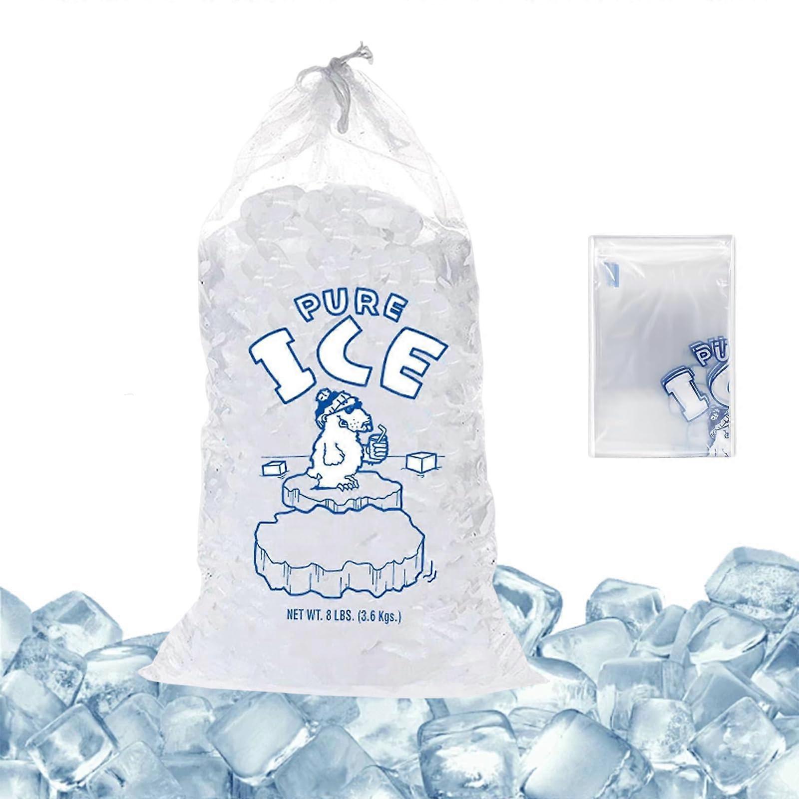 12 Pack Reusable Ice Cube Bags with Drawstring, Heavy Duty 8lb Freezer Storage for Camping and Picnics