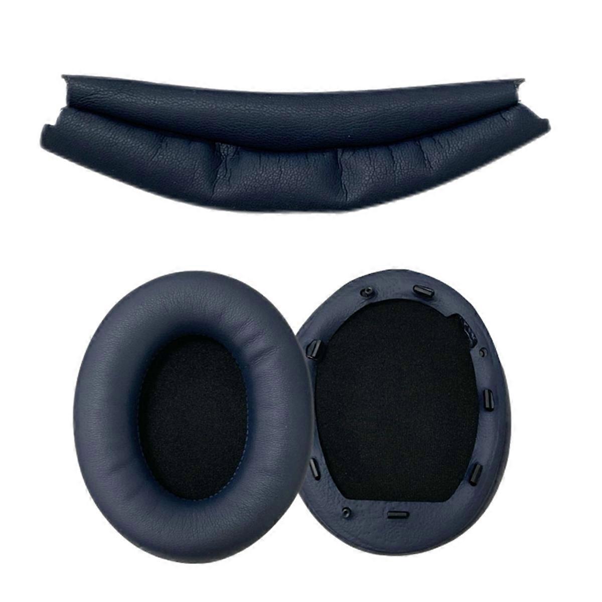 Replacement PU Earpads & Headband Cover for WH-1000XM4 Comfortable Headphone Cushions Blue