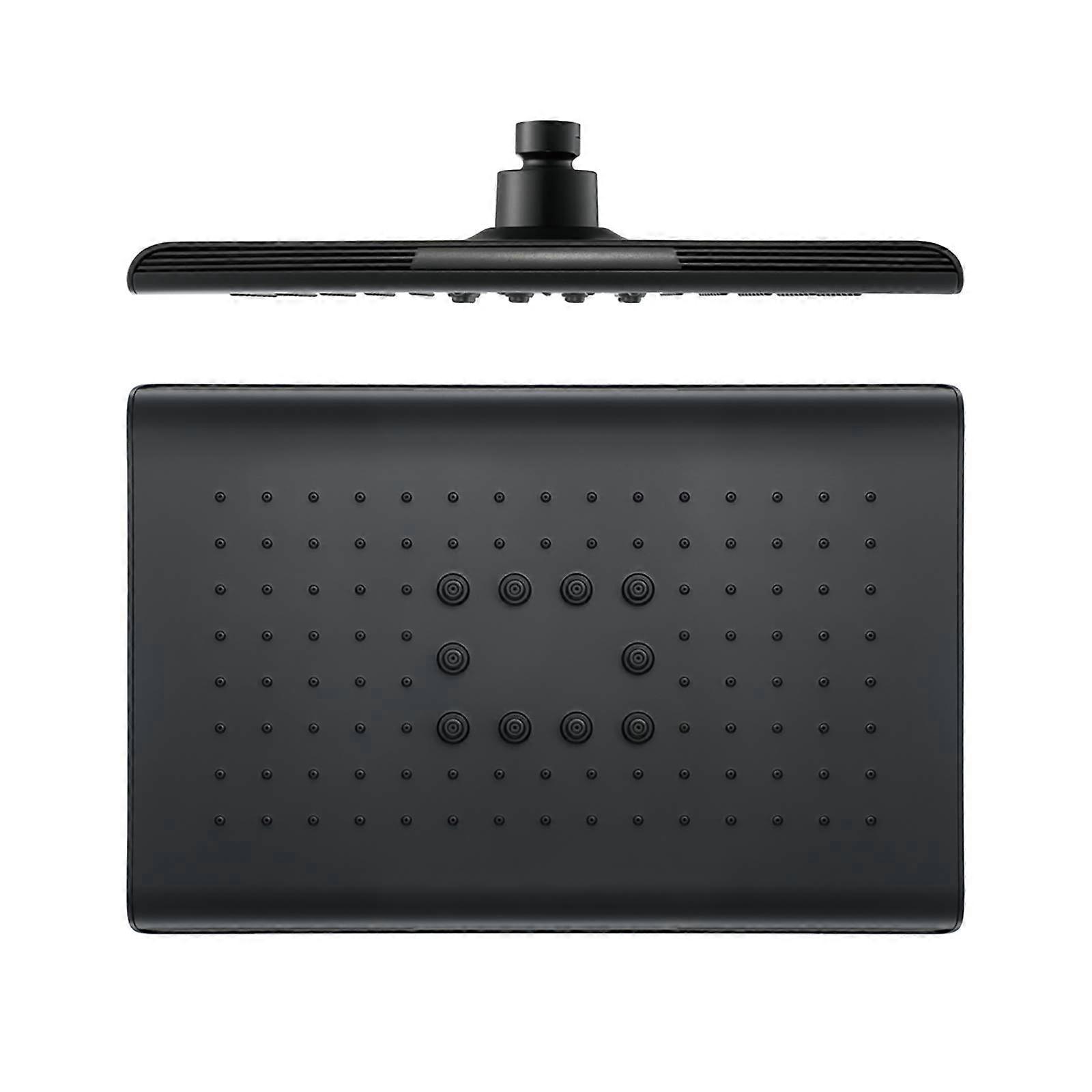 Ultra-Thin Rectangular Rain Shower Head 270x180mm High Pressure ABS Large Rainfall G1/2" Thread Luxurious Black Finish