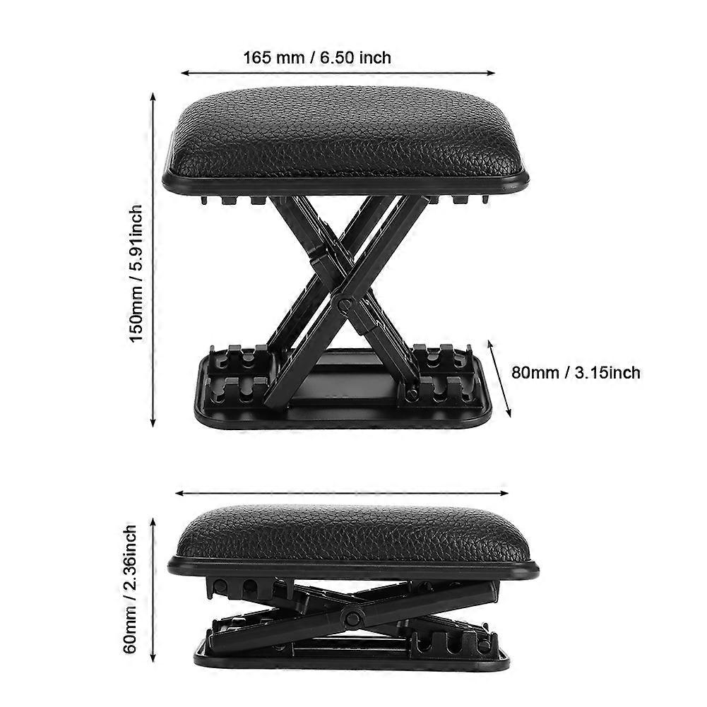 Universal Car Left Armrest Pad 165x80mm Adjustable Black PU