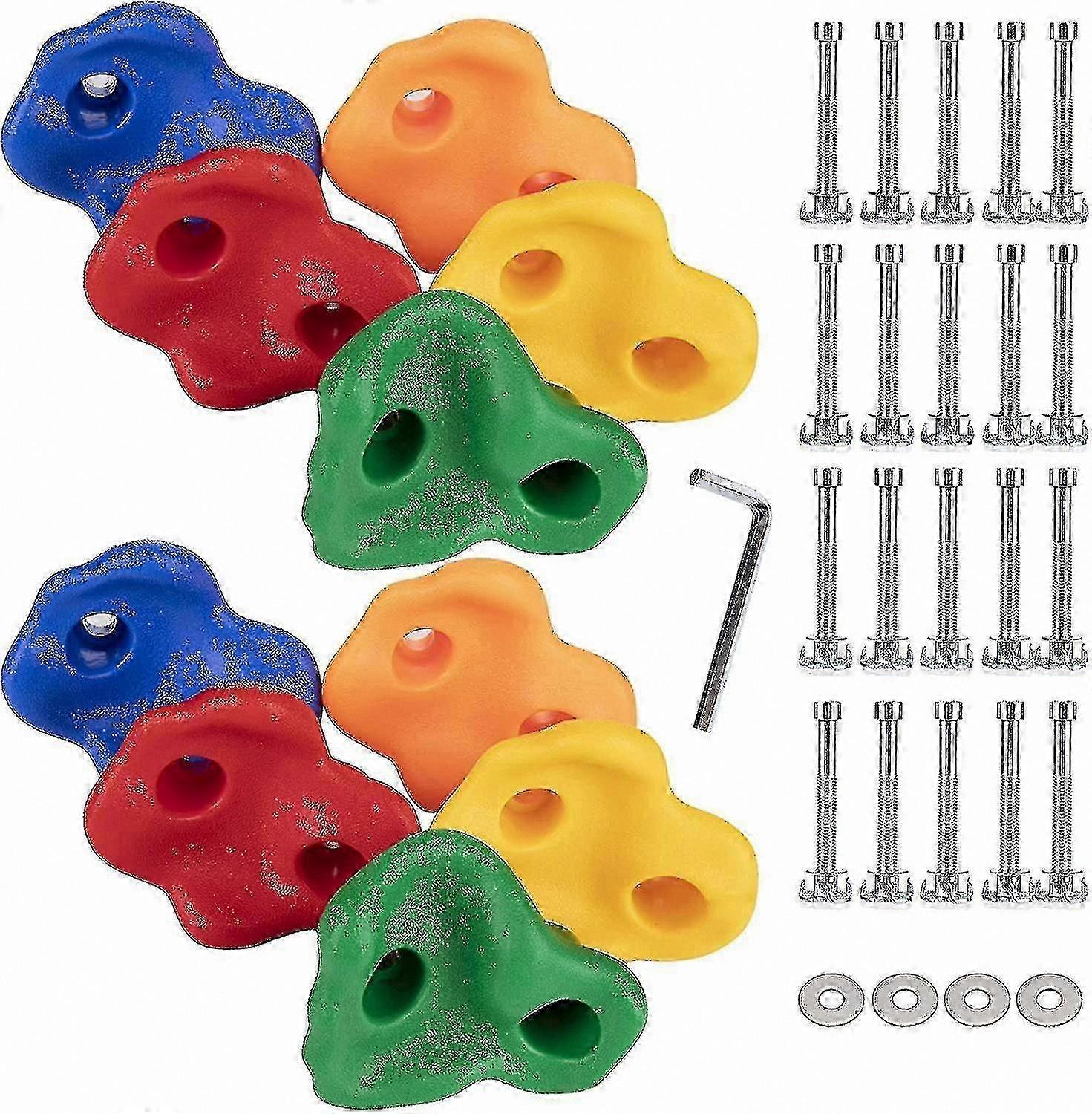 Climbing Holds for Kids - 10 Pack with Hardware, 5 Colors, Wall Mounted Handles for Outdoor Play, Easy Setup