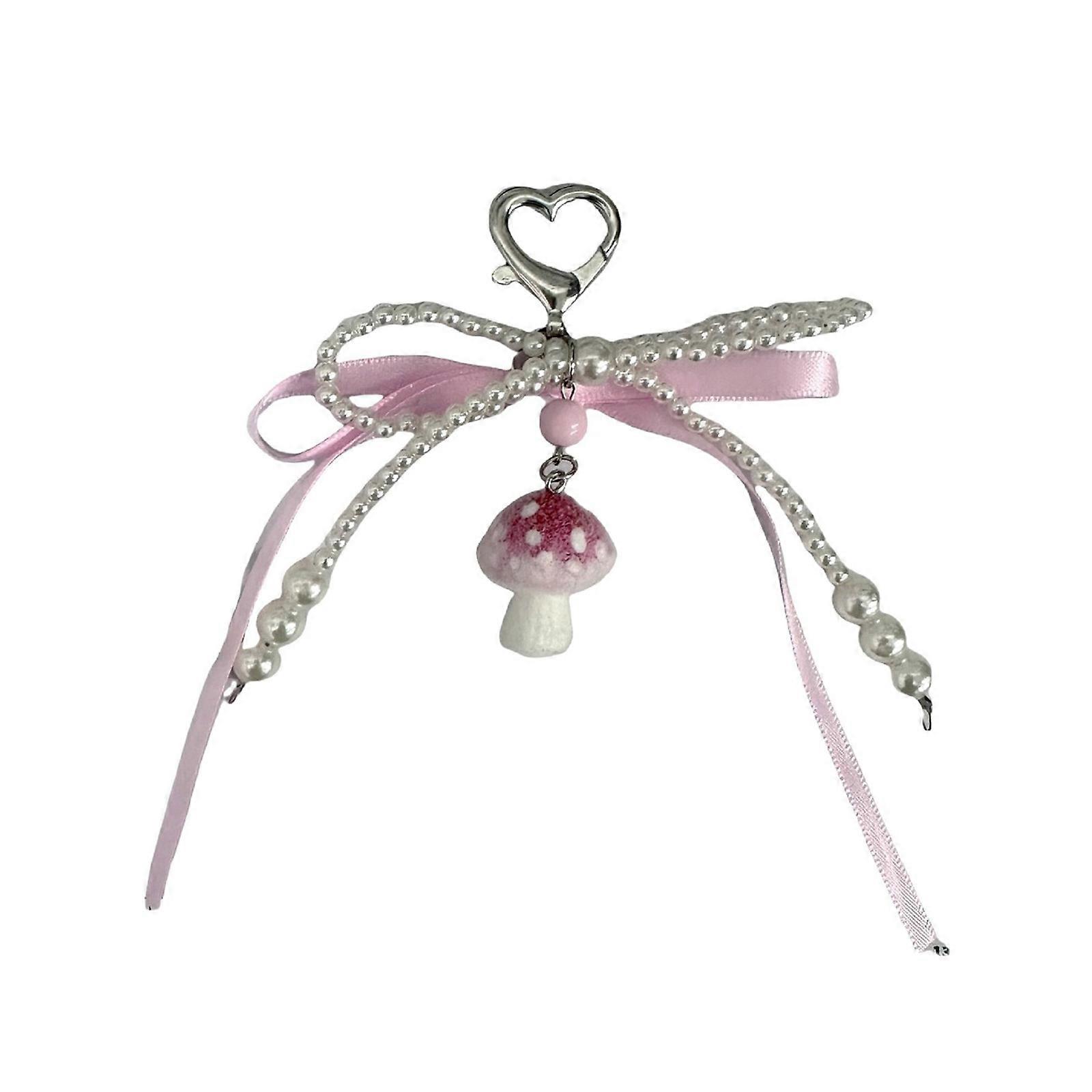 Versatile Pearls Ribbon Bowknot Keychain Stylish Car Accessory And Bag Charm Resin Crafted Keychain Accessory Multicolor