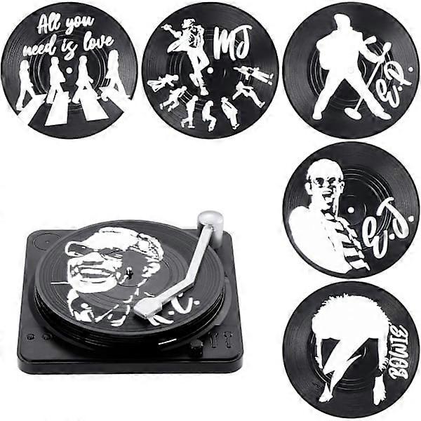 Set of 6 Vinyl Coasters, Retro CD Coasters for Drinks