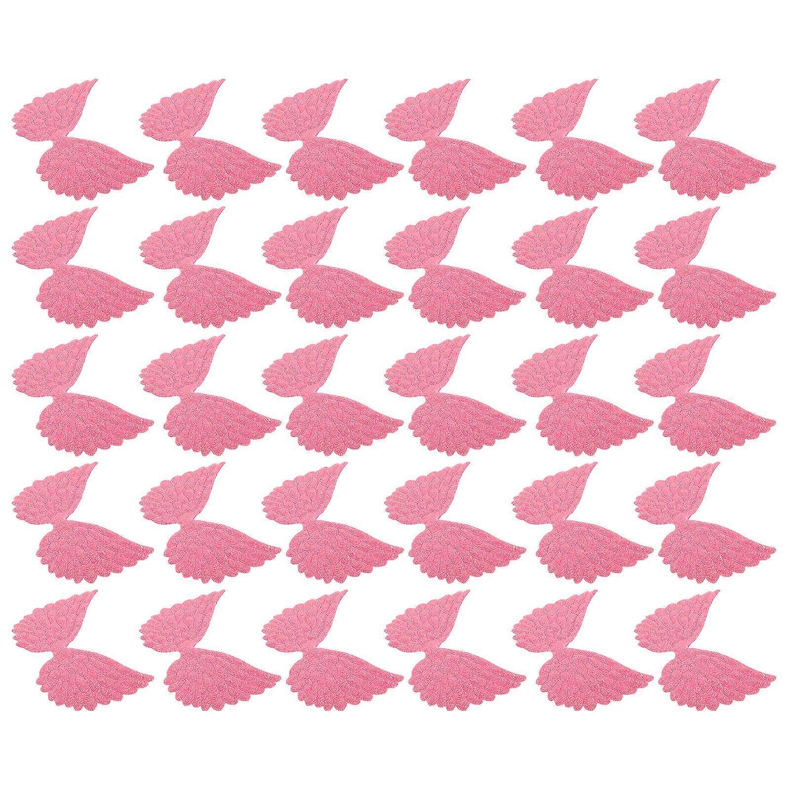 30pcs Rosy Cloth Angel Wing Crafts for Decor Mini Glitter Party Decorations and Jewelry Making
